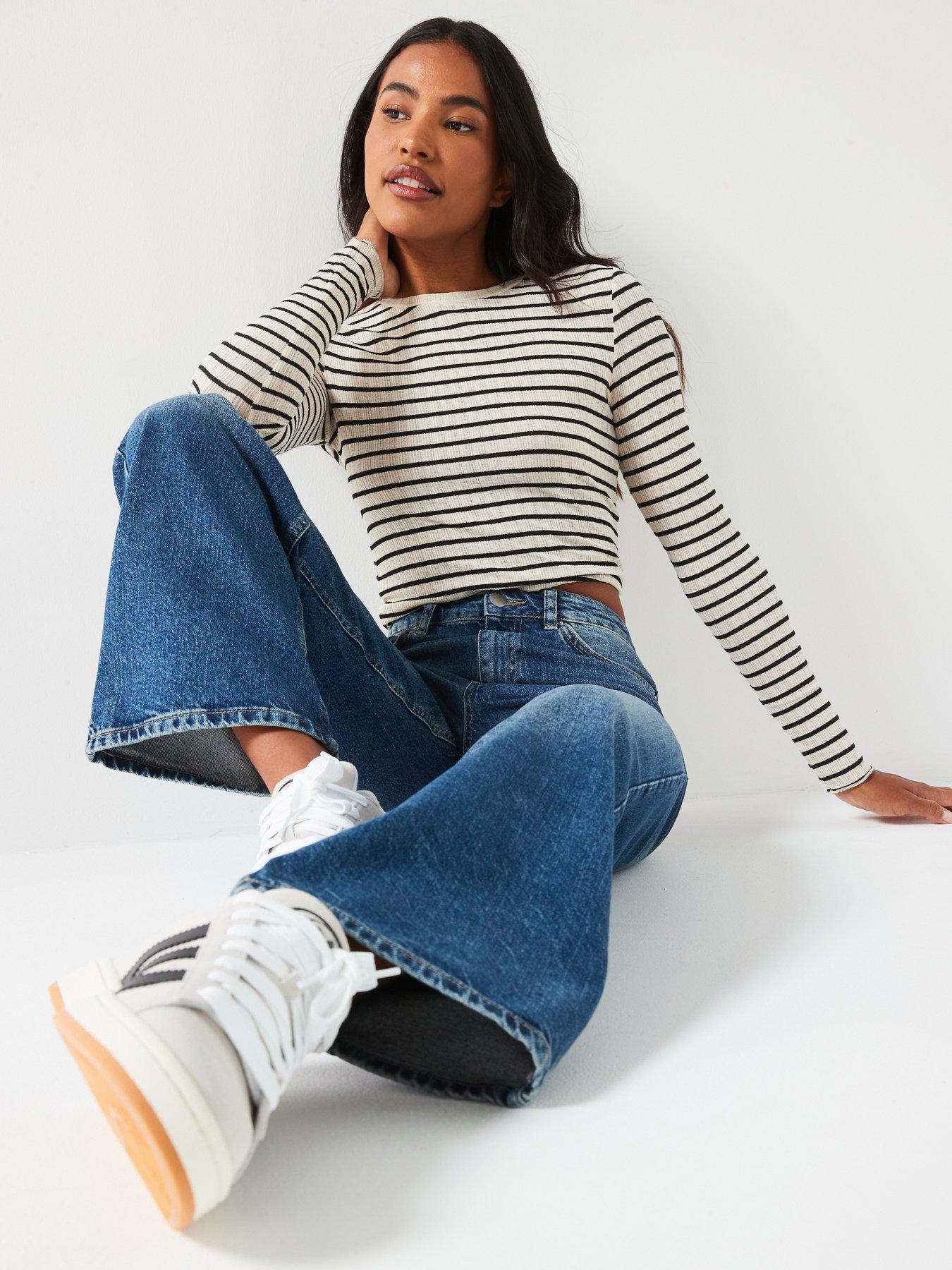  image of v-by-very-short-high-waist-wide-jeans-mid-wash