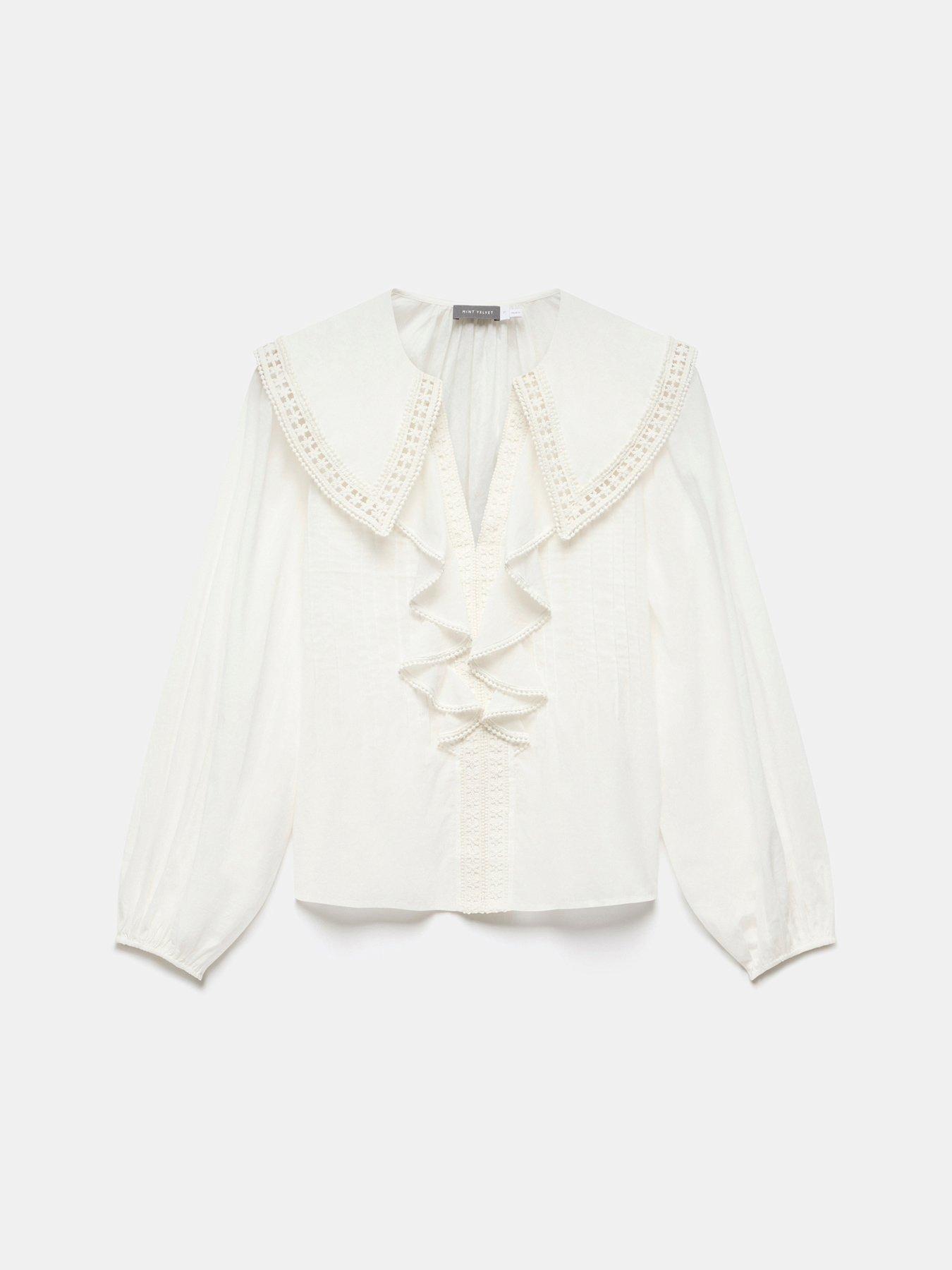  image of mint-velvet-white-statement-collar-blouse-cream
