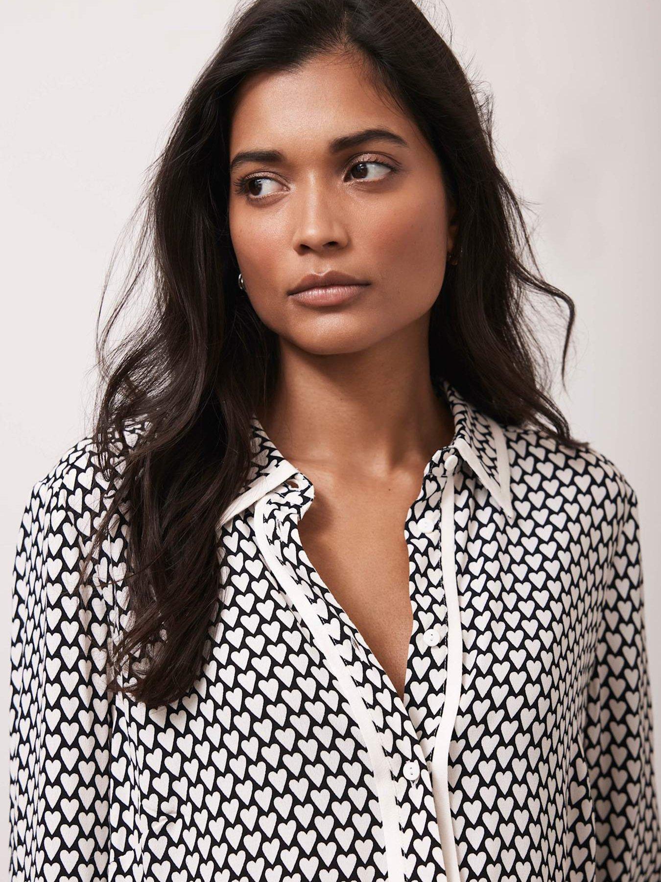  image of mint-velvet-heart-print-shirt-black