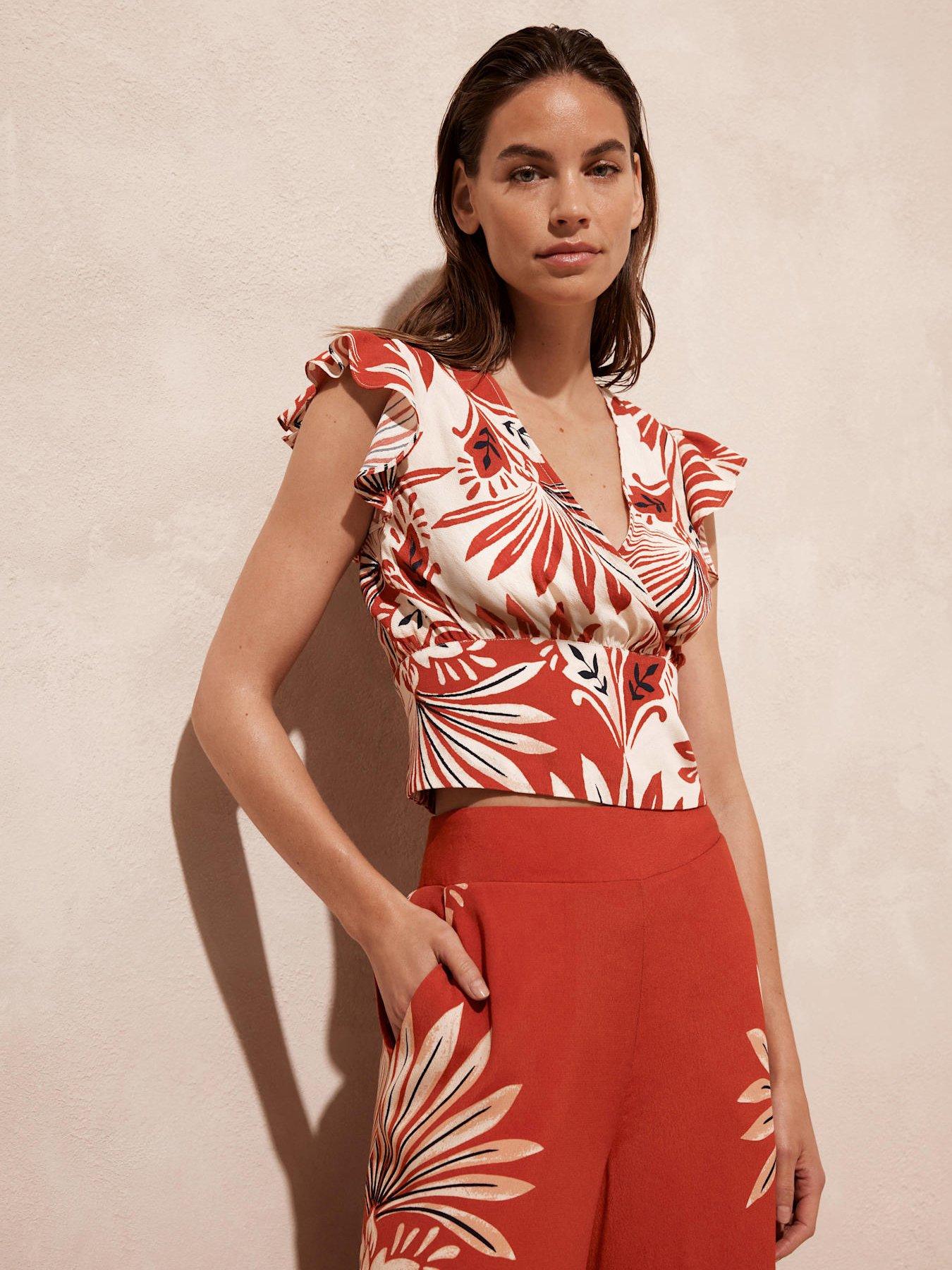 mint-velvet-orange-print-wrap-top-red