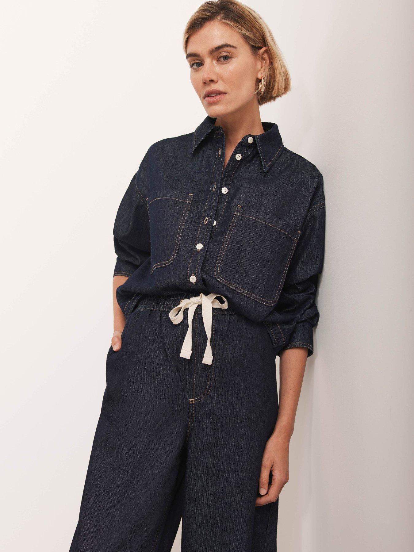 Image 1 of 4 of Mint Velvet Dark Indigo Denim Shirt - Navy