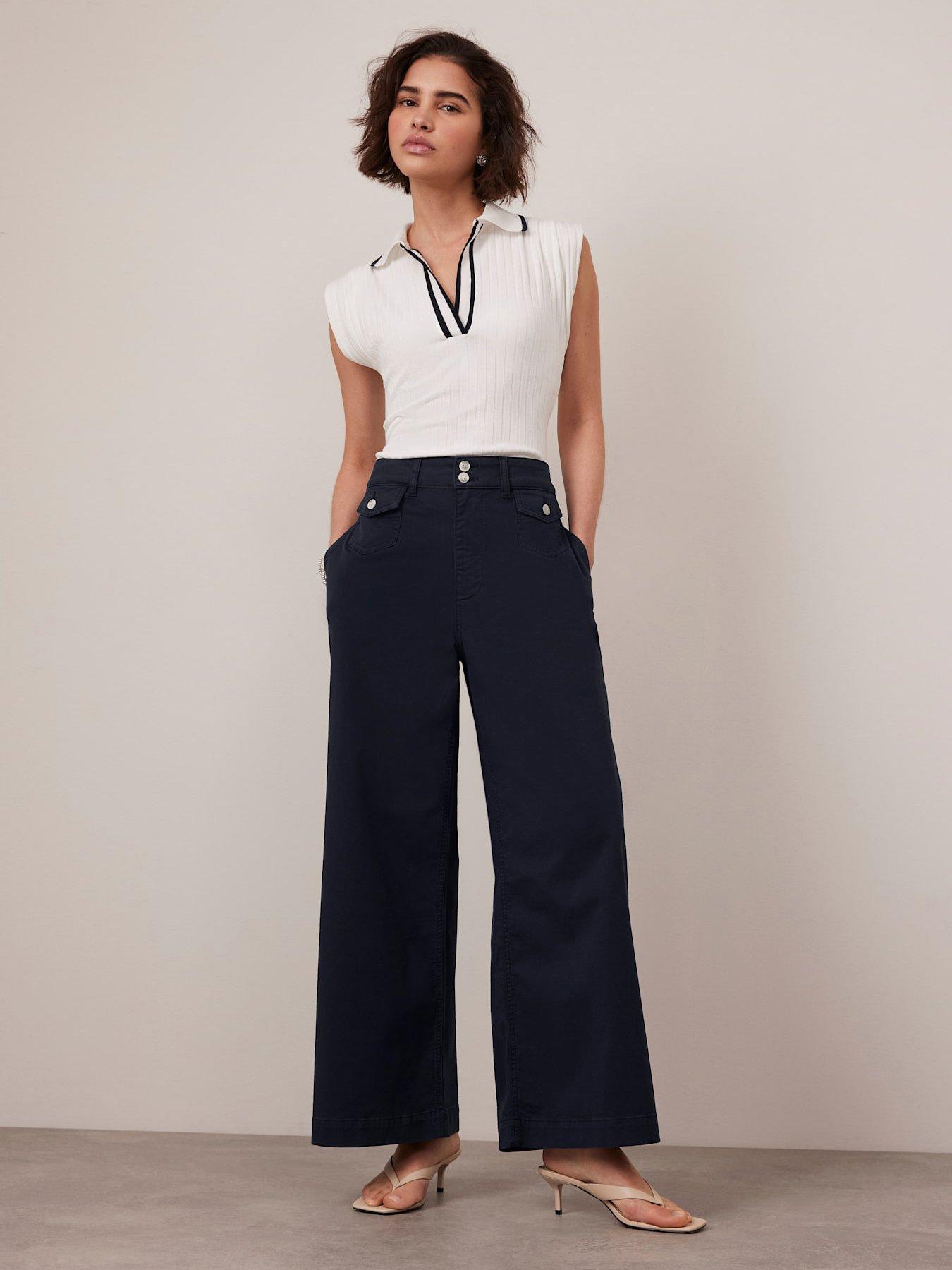  image of mint-velvet-button-detail-trouser-navy