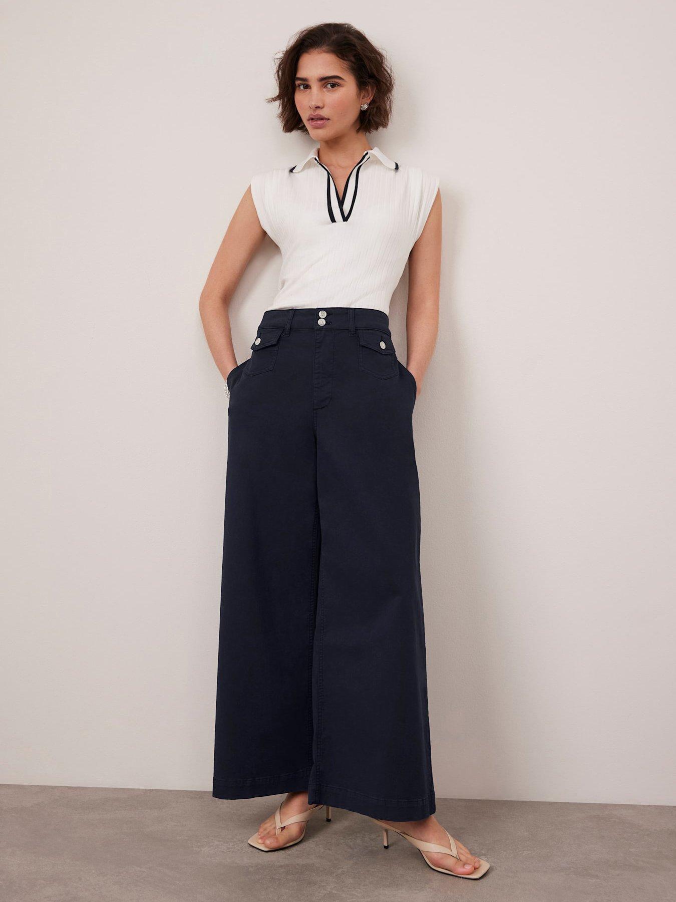  image of mint-velvet-button-detail-trouser-navy