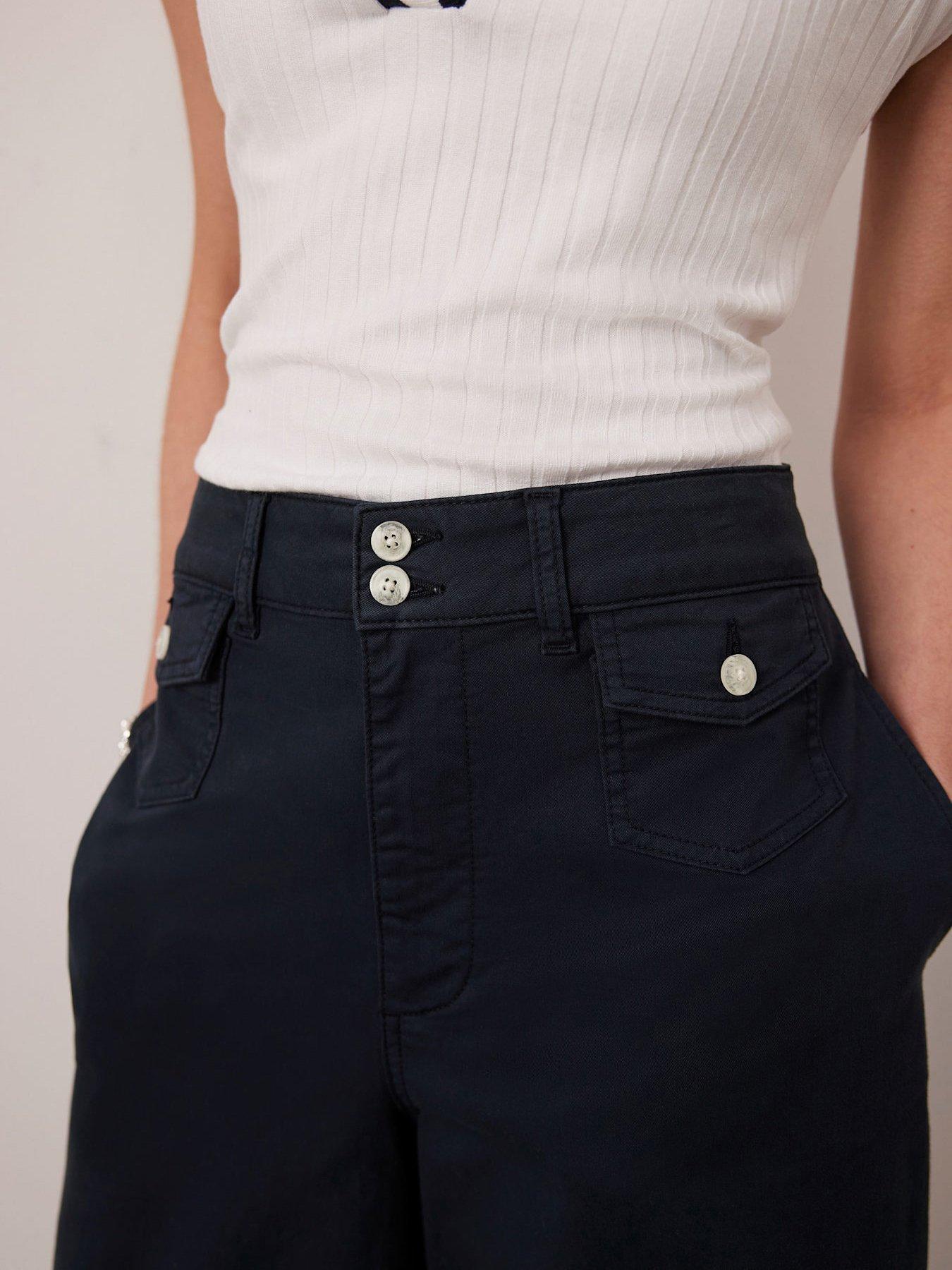  image of mint-velvet-button-detail-trouser-navy