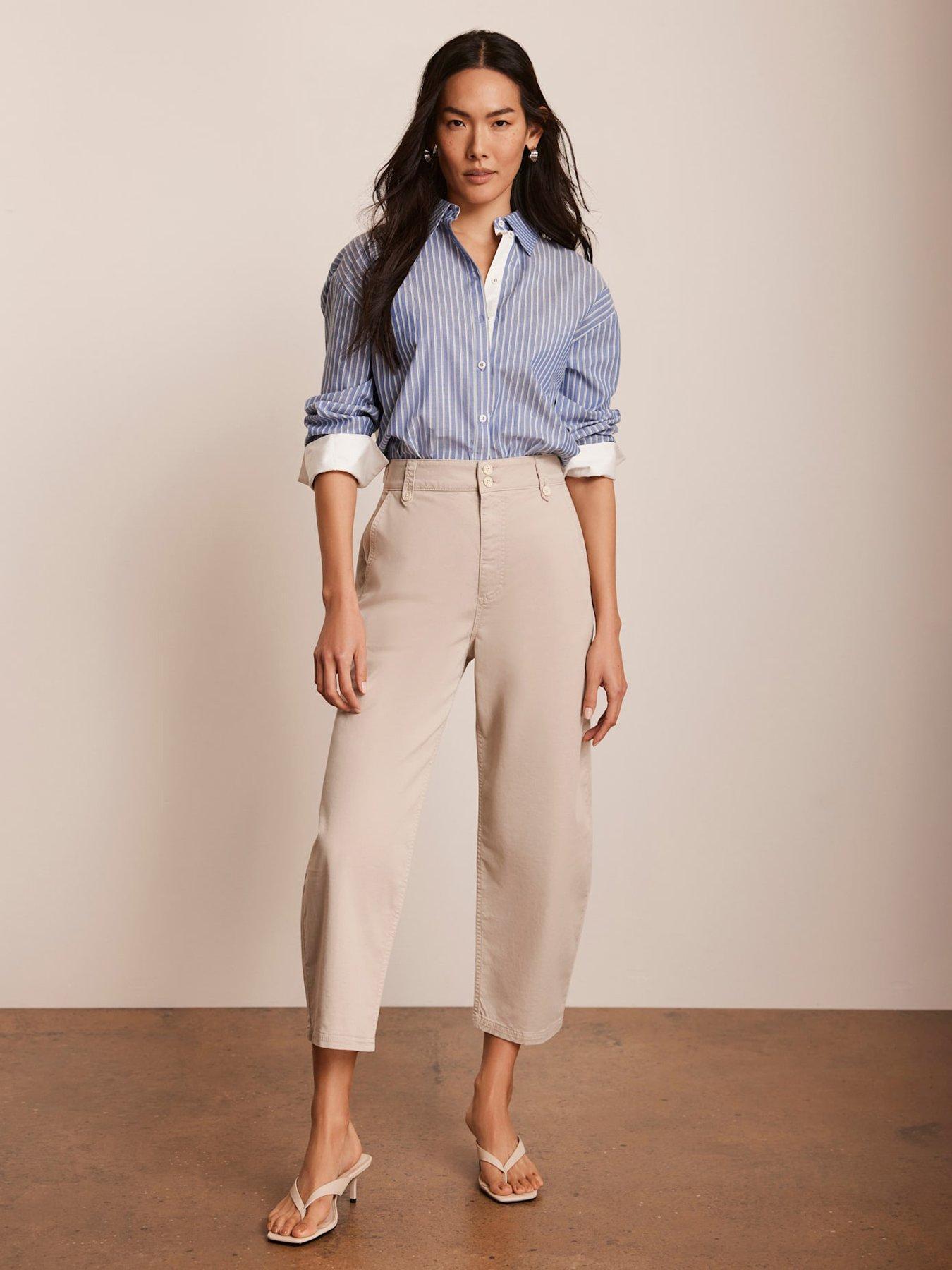 undefined Neutral Barrel Leg Chino Trousers - Beige