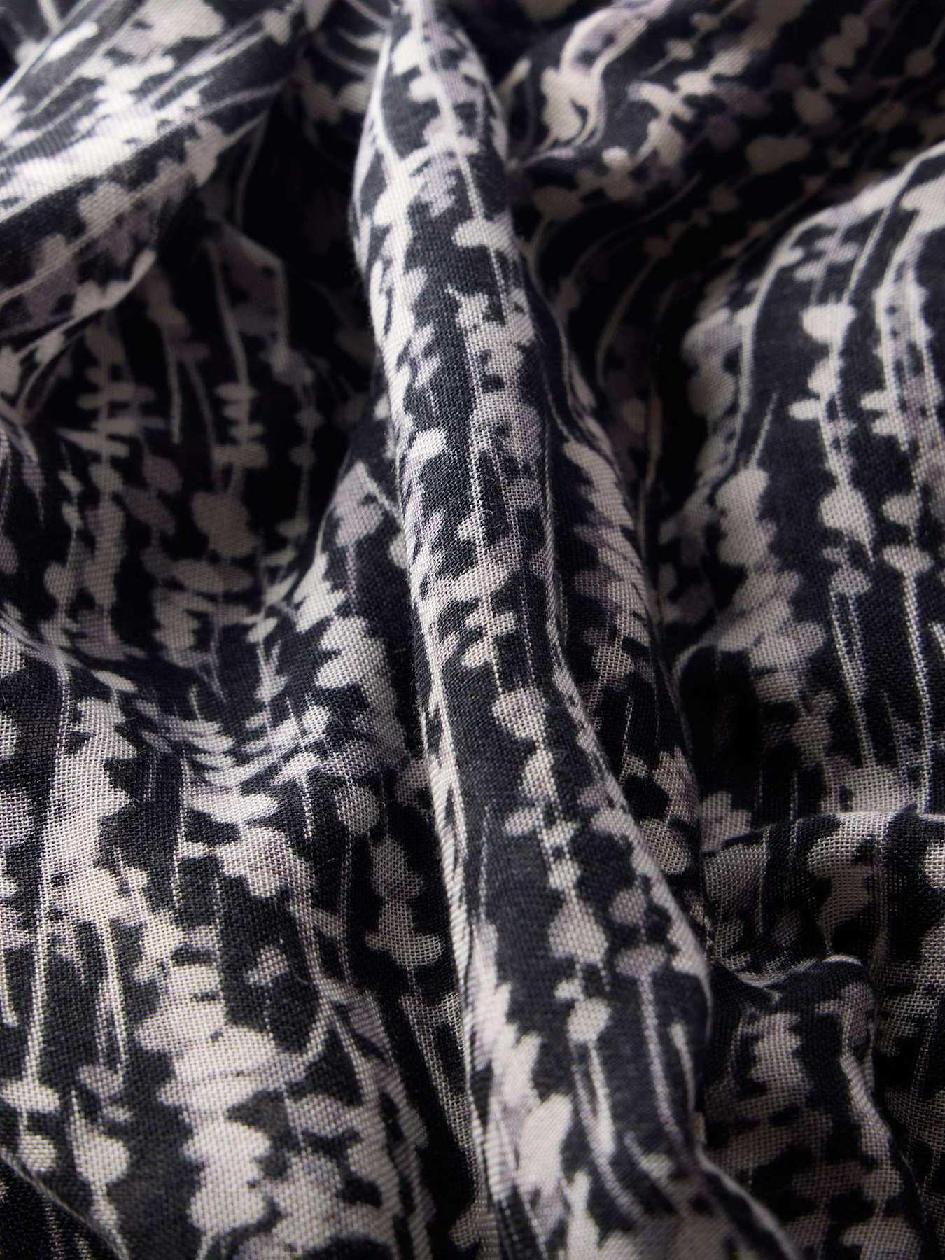  image of mint-velvet-graphic-print-lightweight-scarf-black