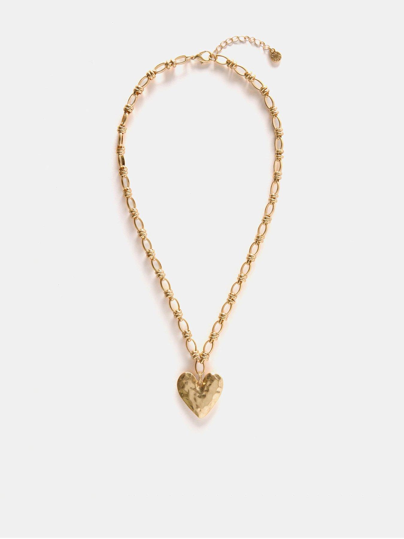 Mint Velvet Tone Heart Chain Necklace - Gold