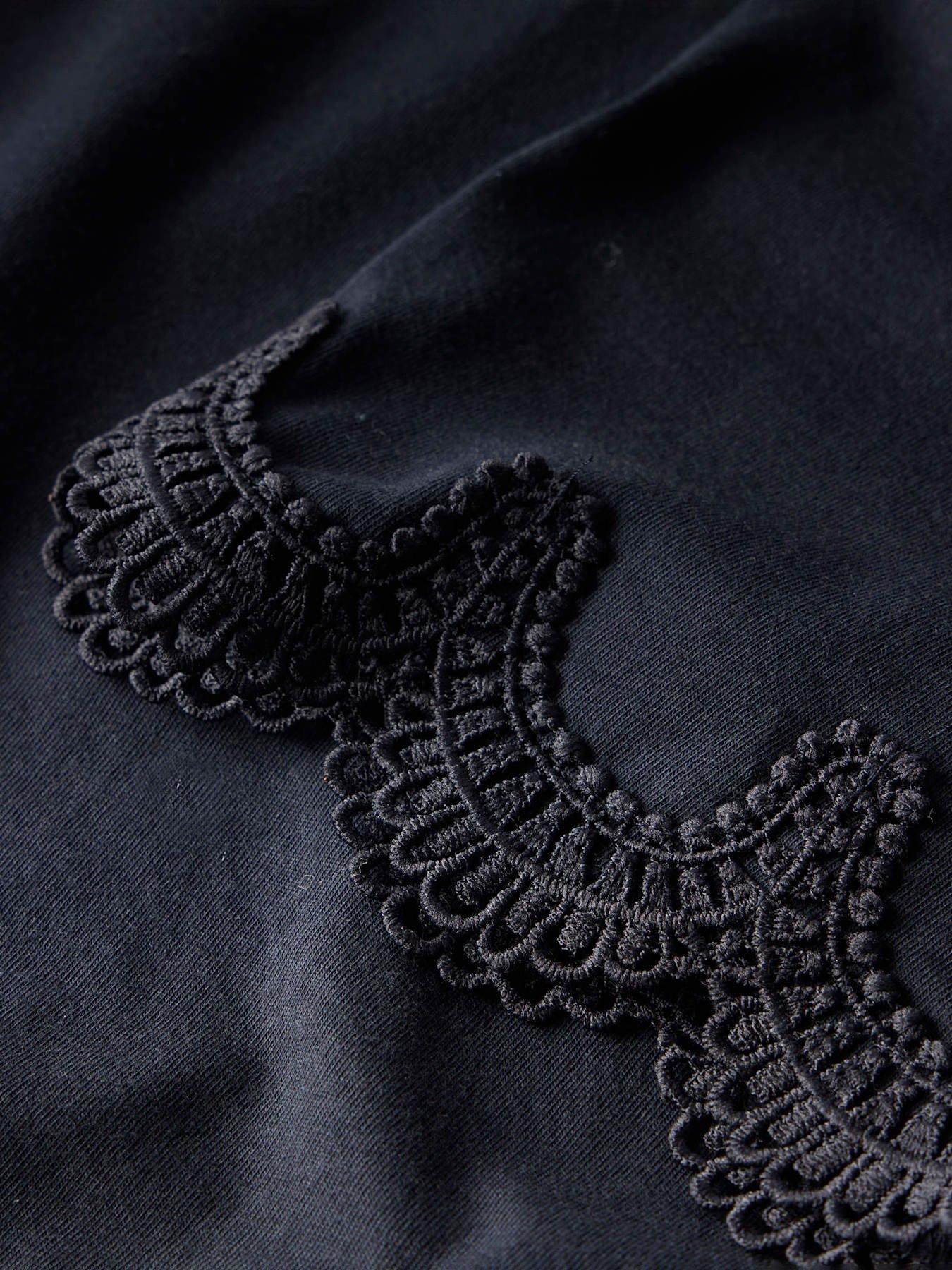  image of mint-velvet-cotton-lace-trim-t-shirt-navy