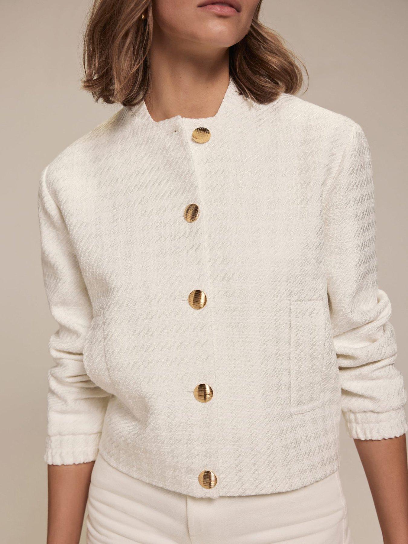  image of mint-velvet-ivory-boucle-bomber-jacket-cream
