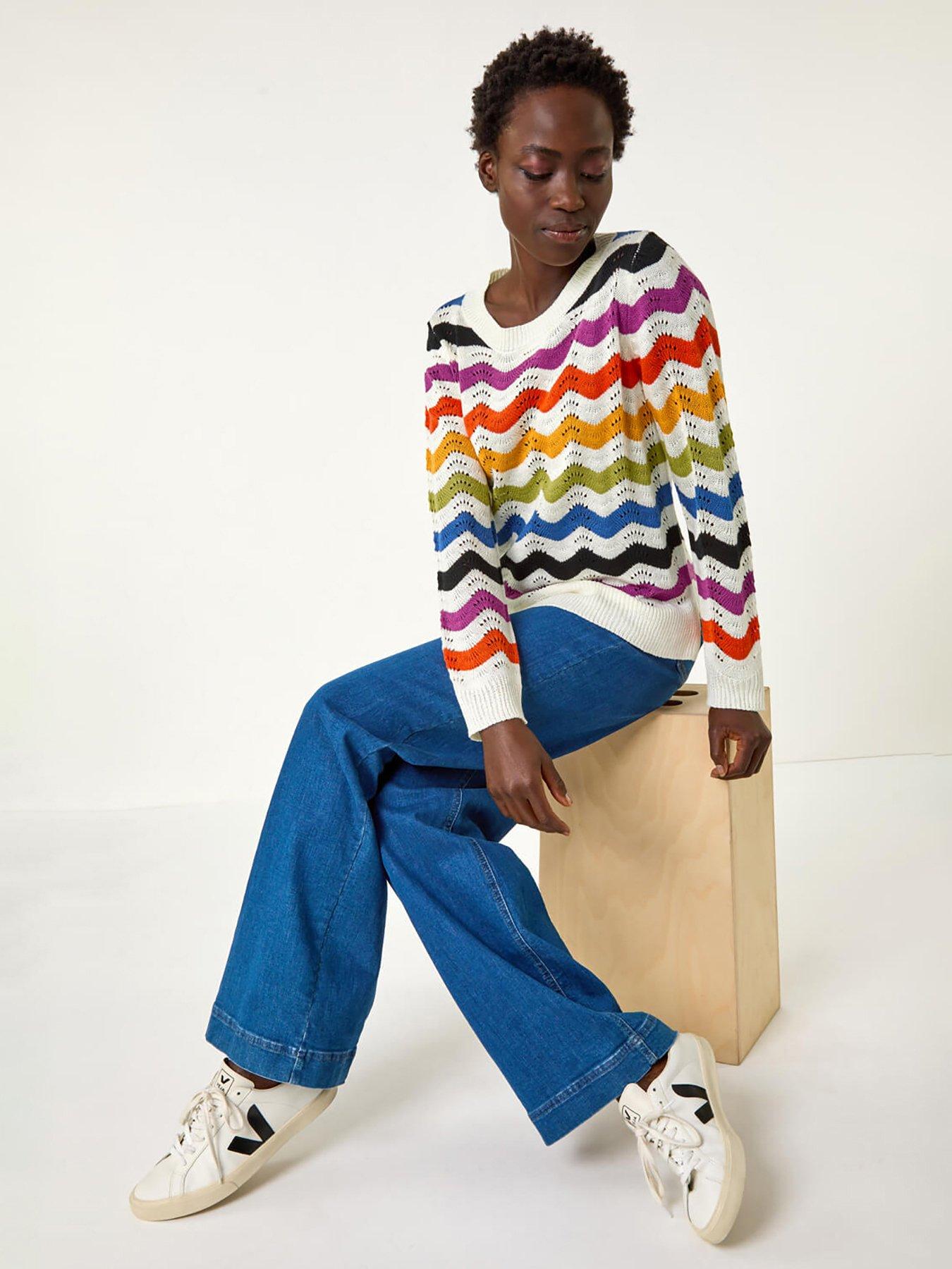undefined Striped Wave Knit Jumper - Multi