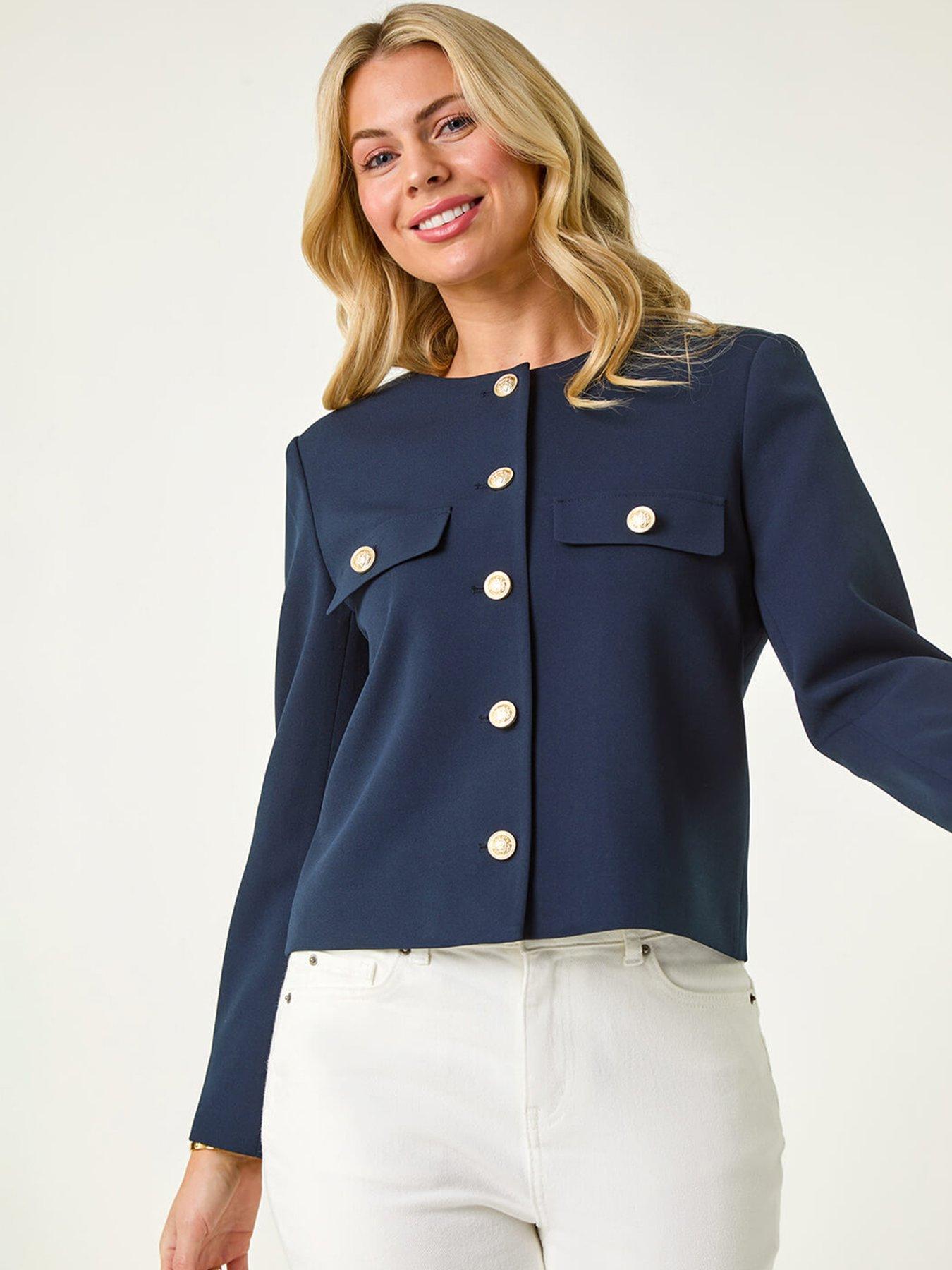 undefined Petite Button Fastening Jacket - Navy