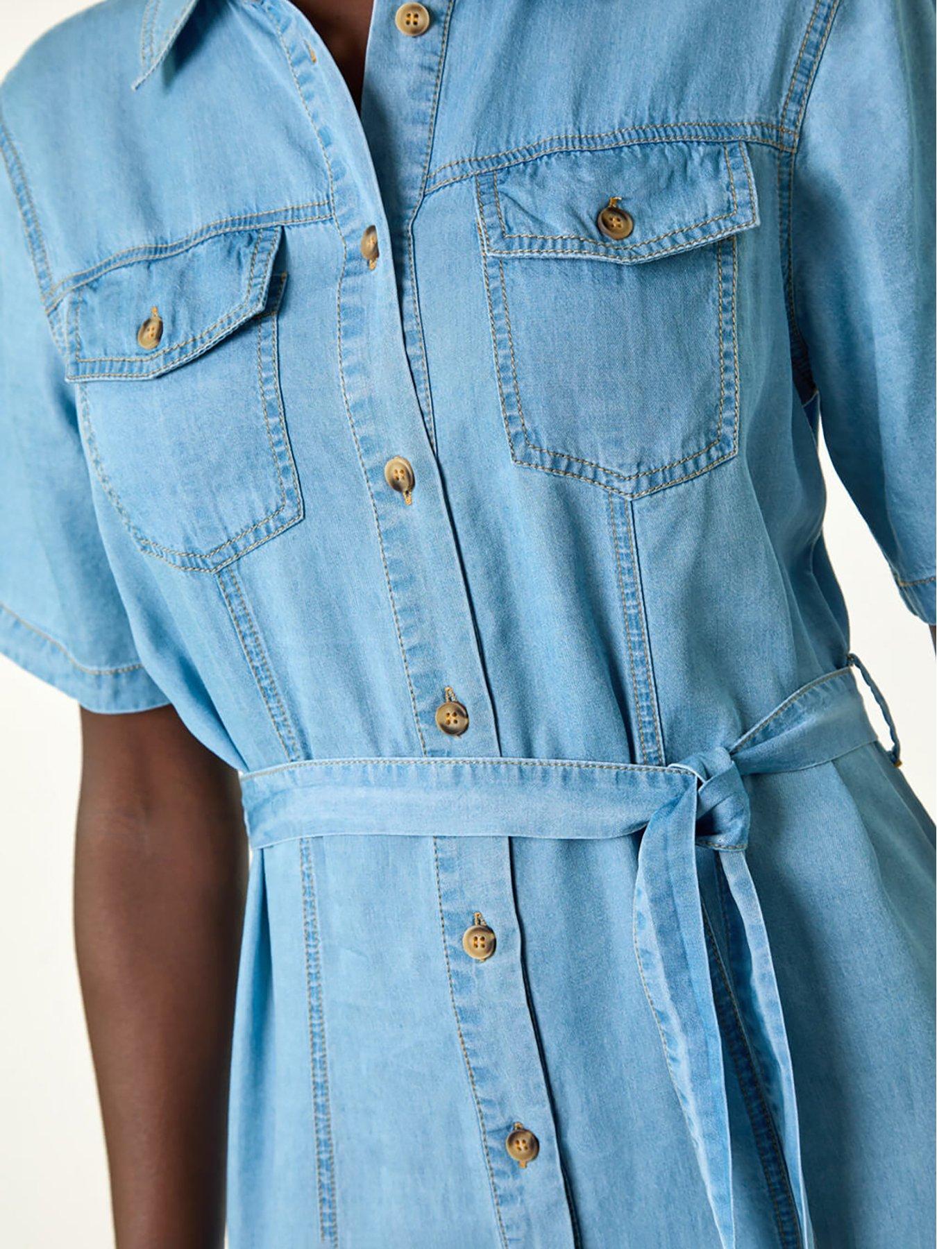  image of roman-button-through-midi-dress-light-denim