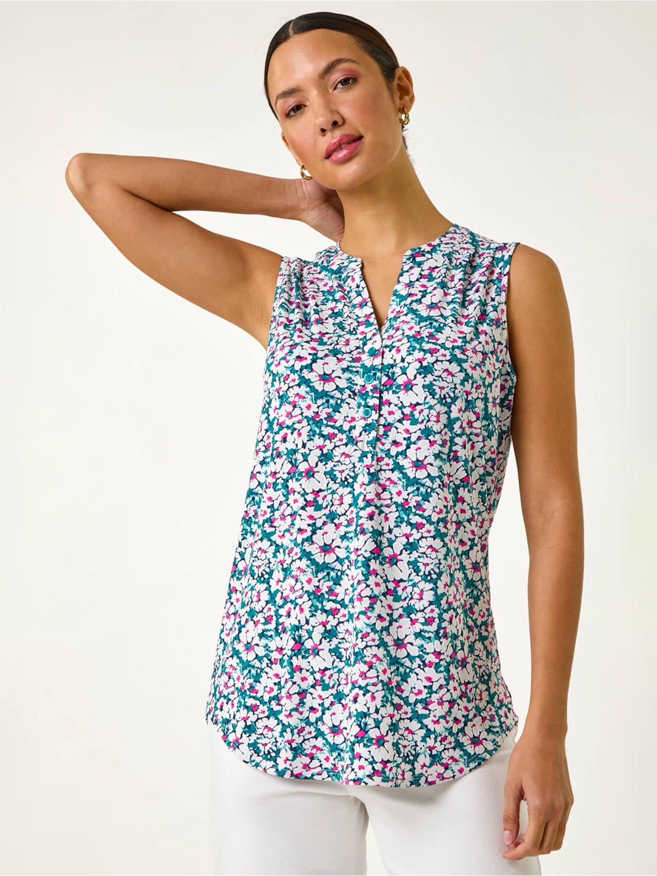 roman-textured-floral-print-vest-top-pink