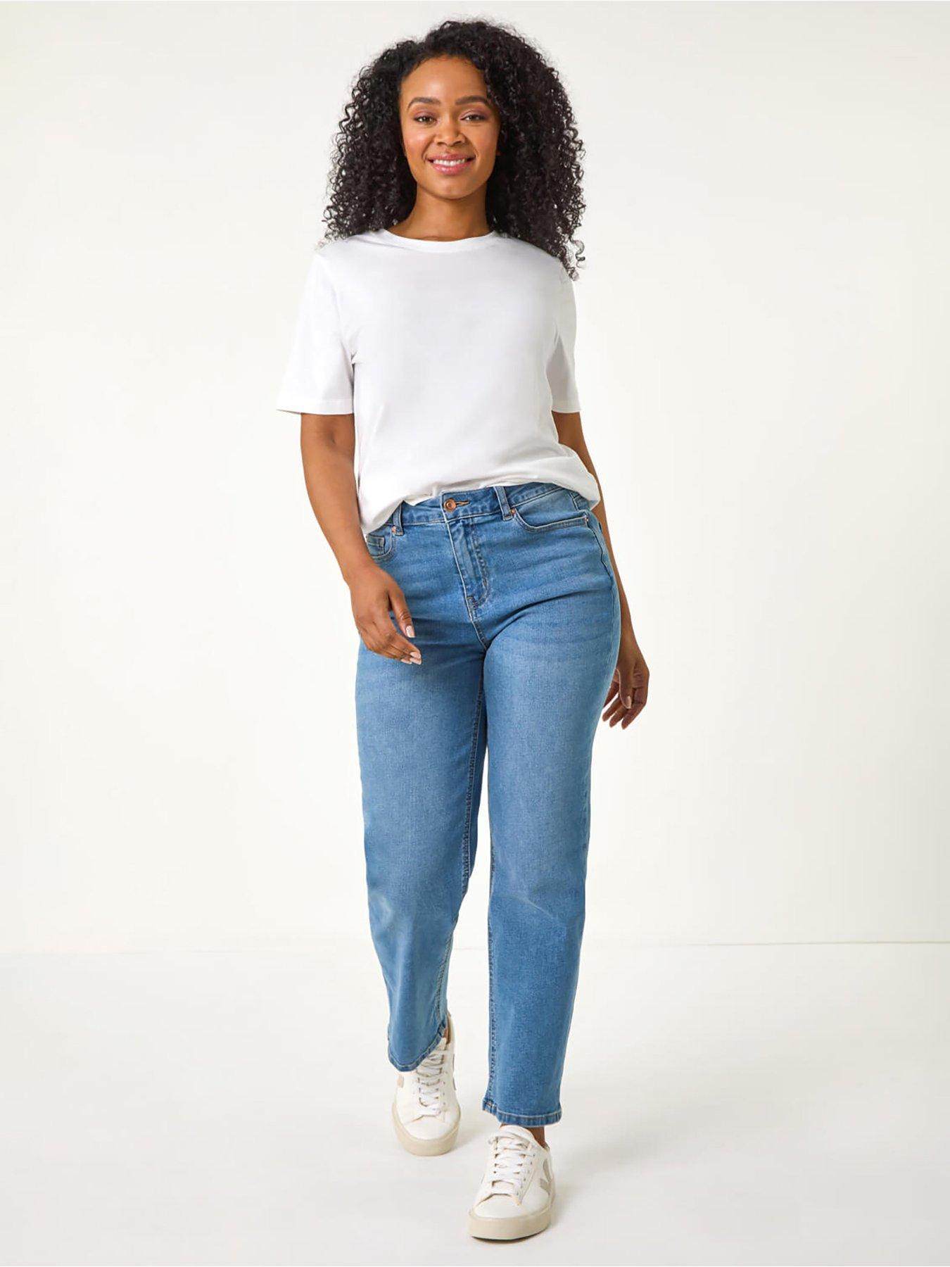 Image 3 of 5 of Roman Petite Stretch Straight Leg Jeans - Denim