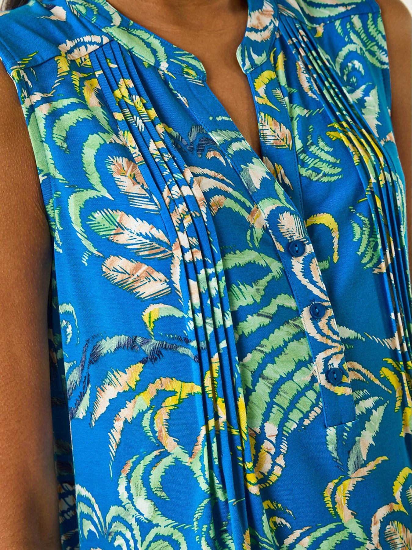  image of roman-abstract-print-v-neck-vest-blue