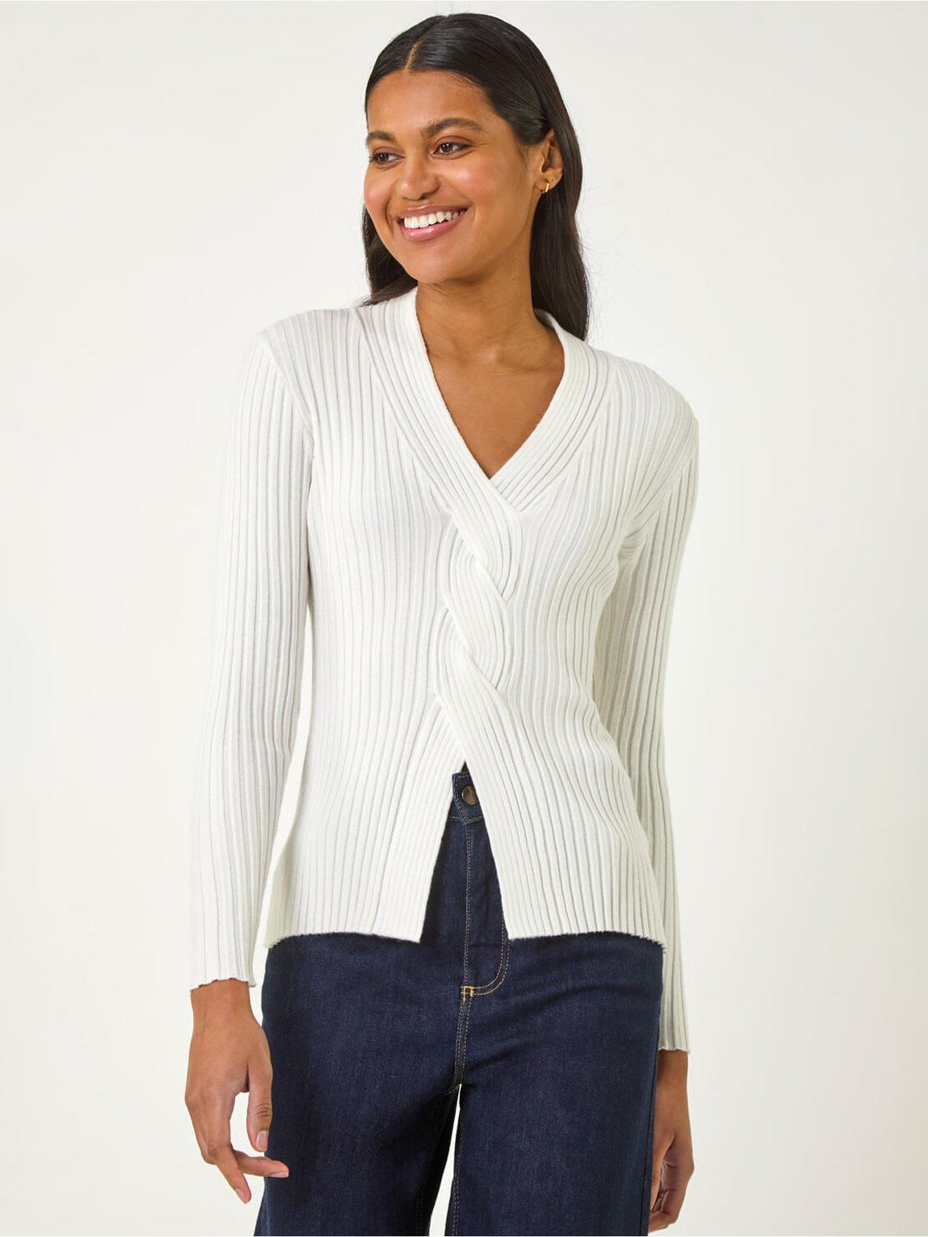  image of roman-cable-split-detail-rib-jumper-ivory
