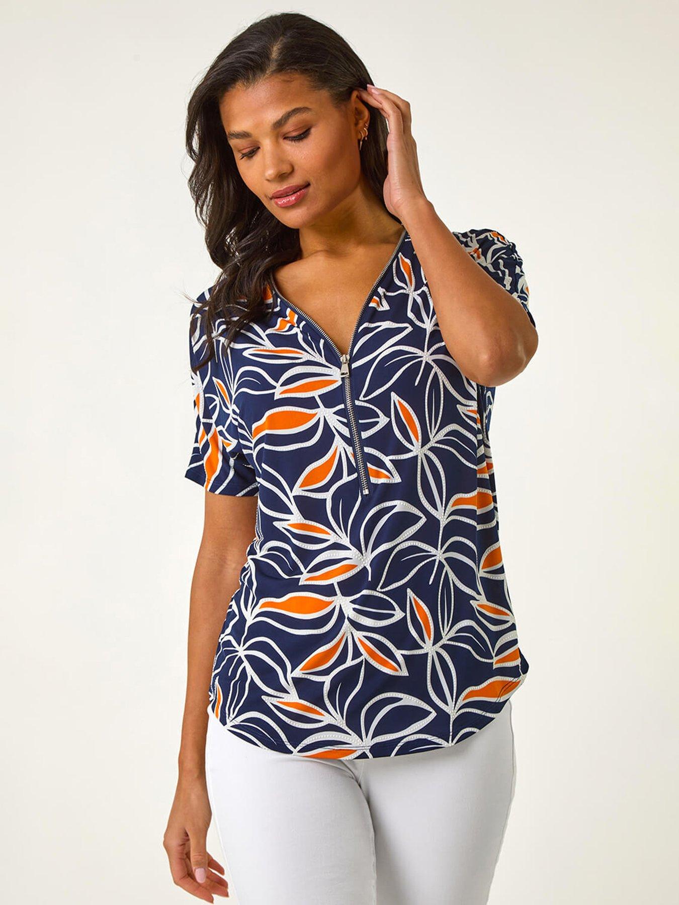 roman-textured-print-zip-detail-top-orange