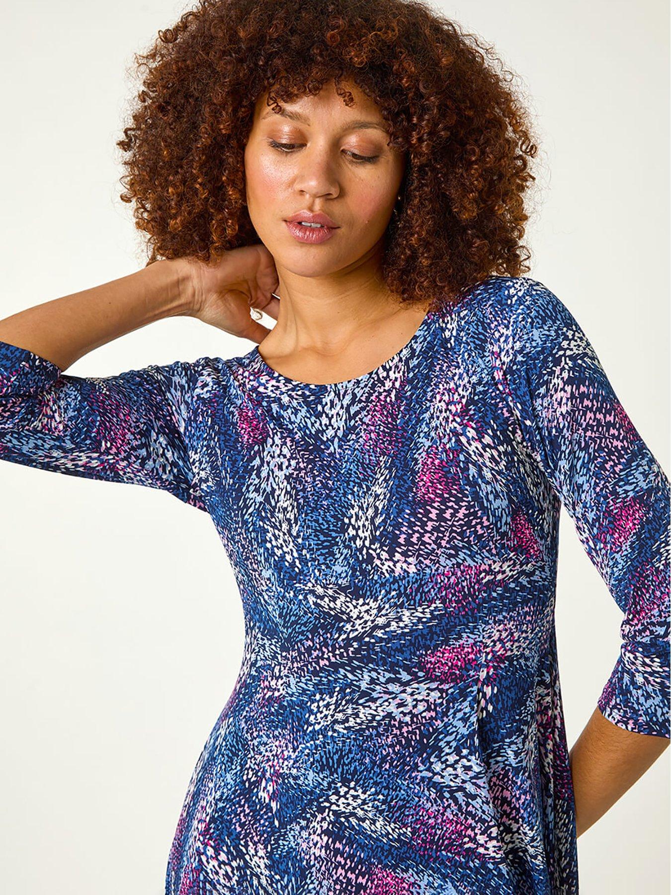 Image 4 of 5 of Roman Abstract Hanky Hem Midi Dress - Pink