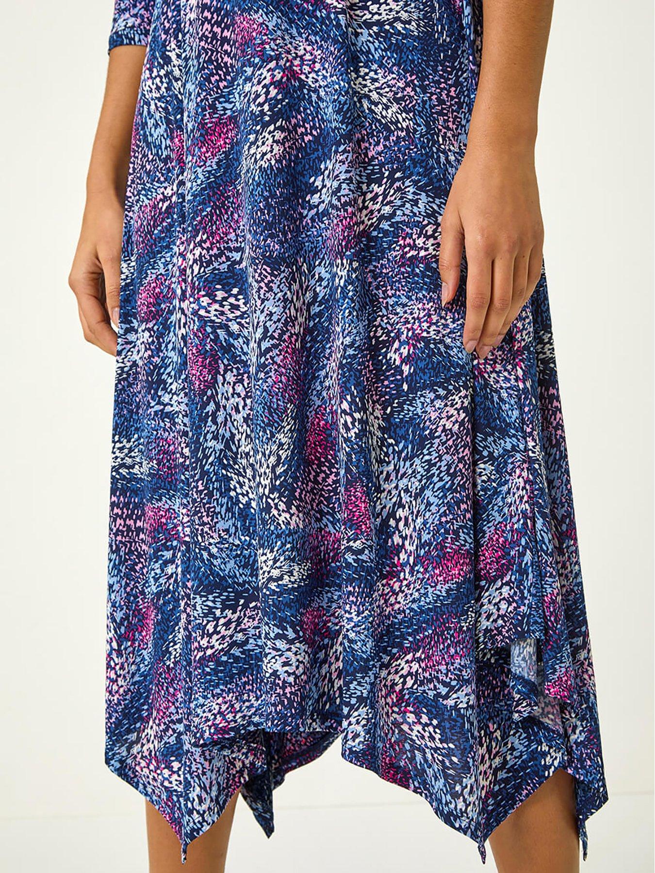 Image 5 of 5 of Roman Abstract Hanky Hem Midi Dress - Pink