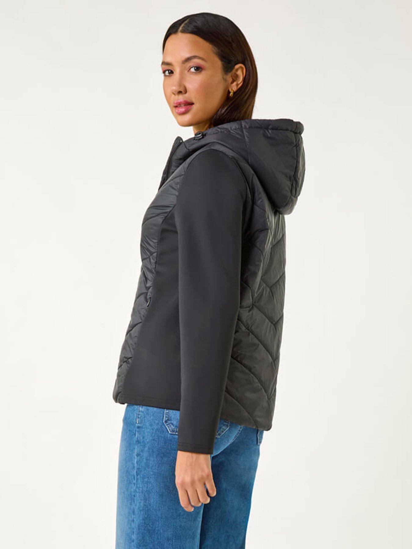 Image 2 of 5 of Roman Contrast Hooded Padded Jacket - Black