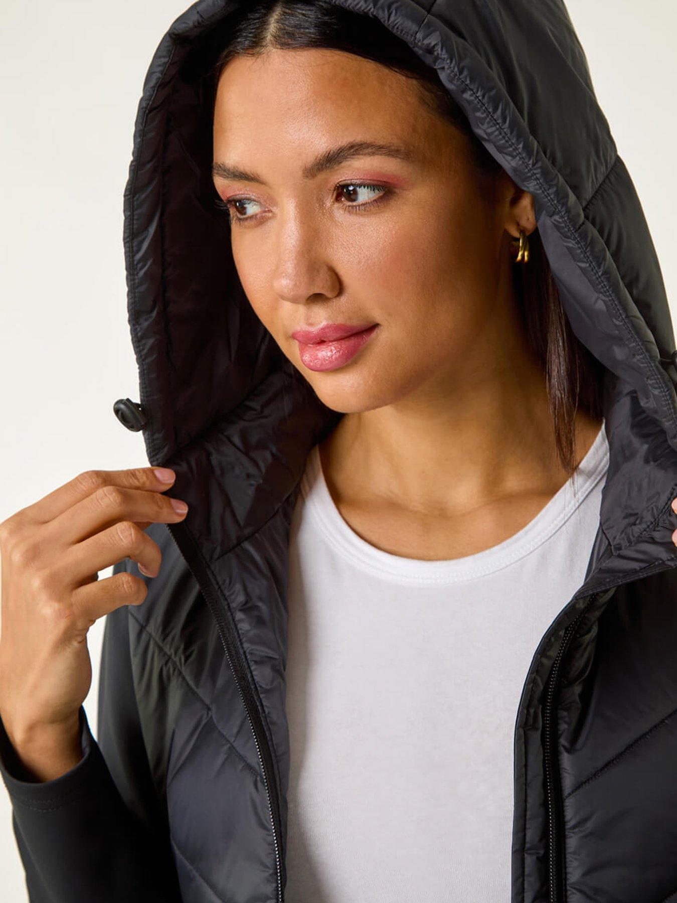 Image 4 of 5 of Roman Contrast Hooded Padded Jacket - Black