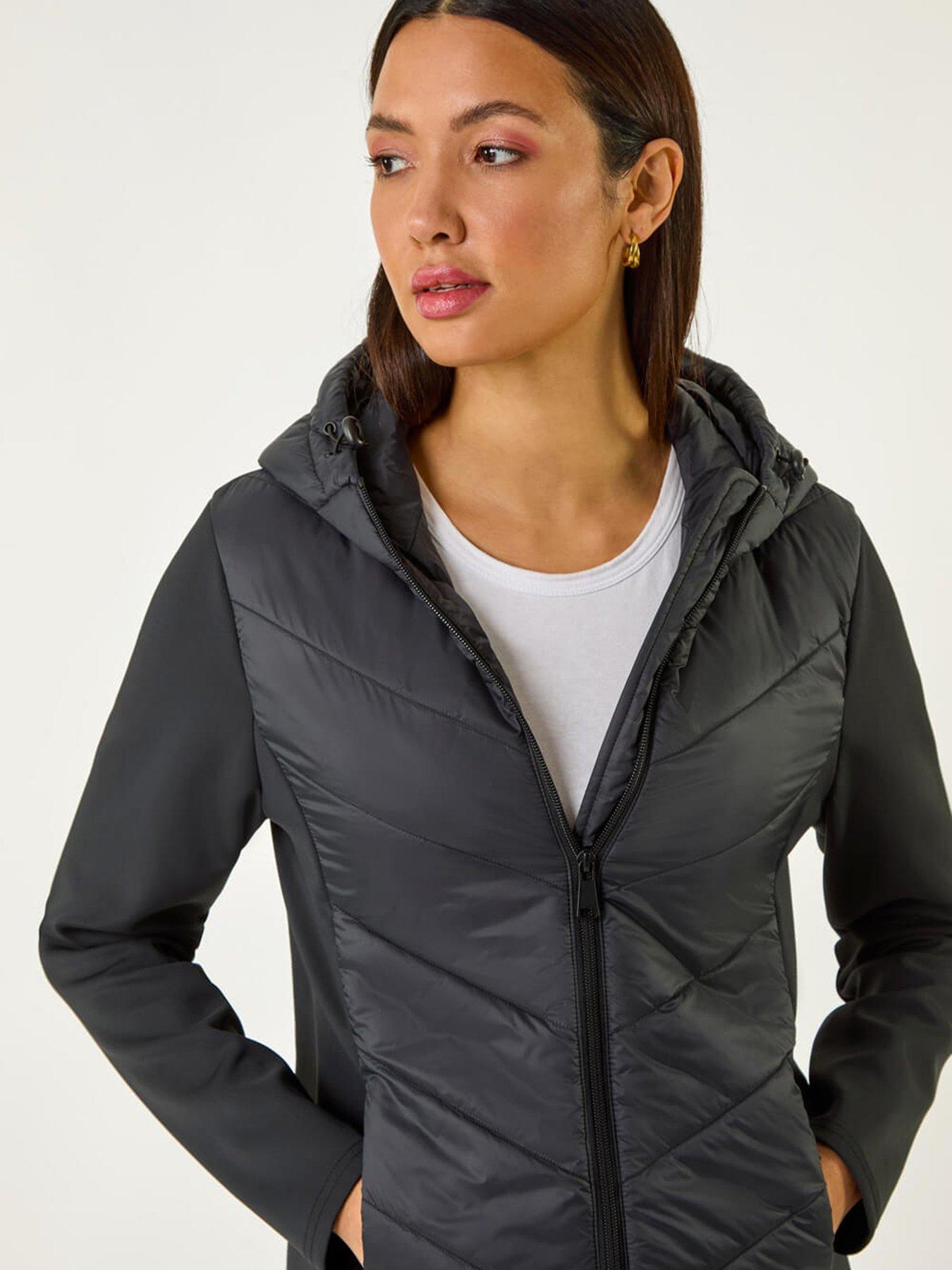 Image 5 of 5 of Roman Contrast Hooded Padded Jacket - Black