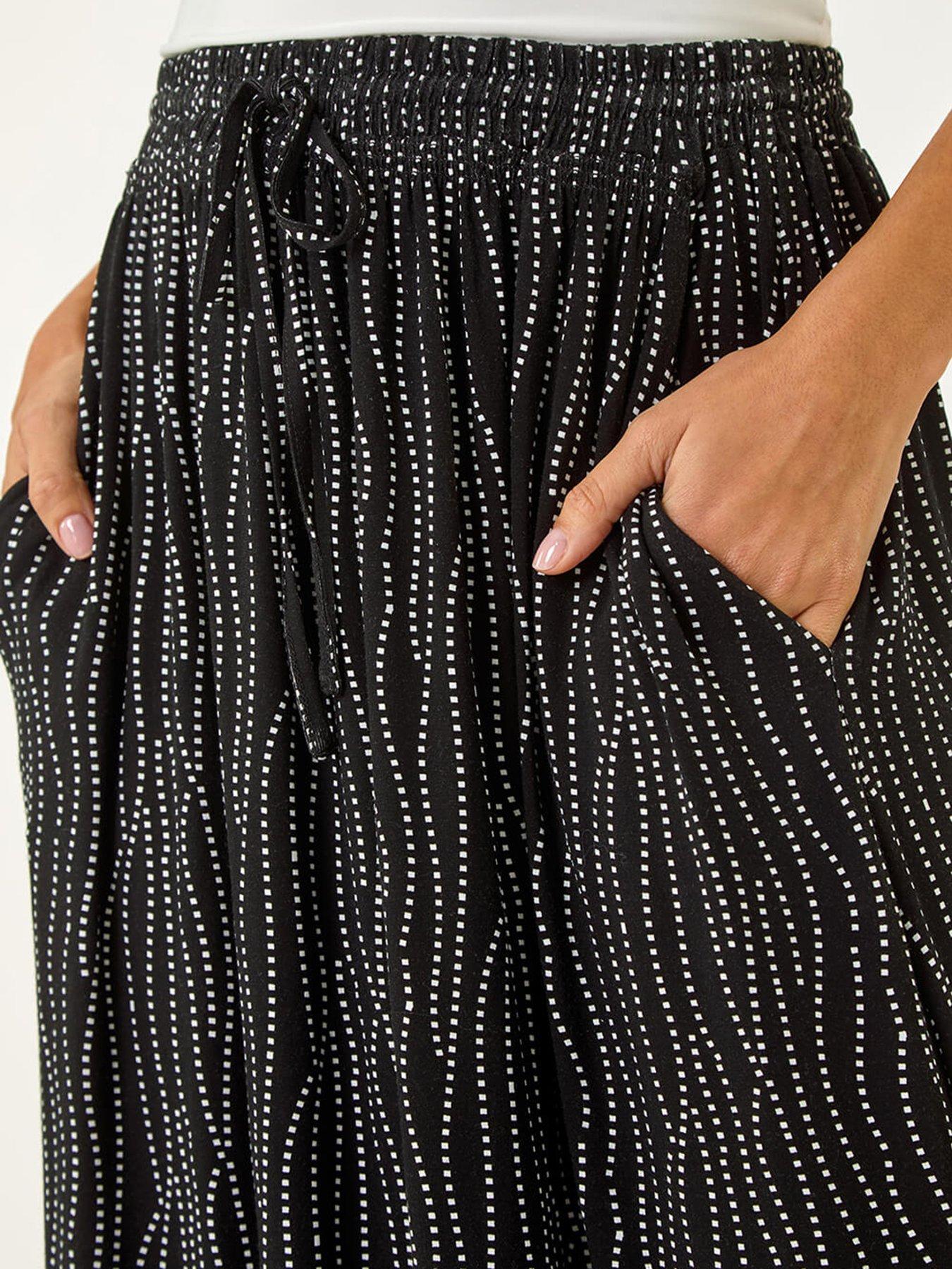 Image 5 of 5 of Roman Swirl & Spot Print A-line Skirt - Black