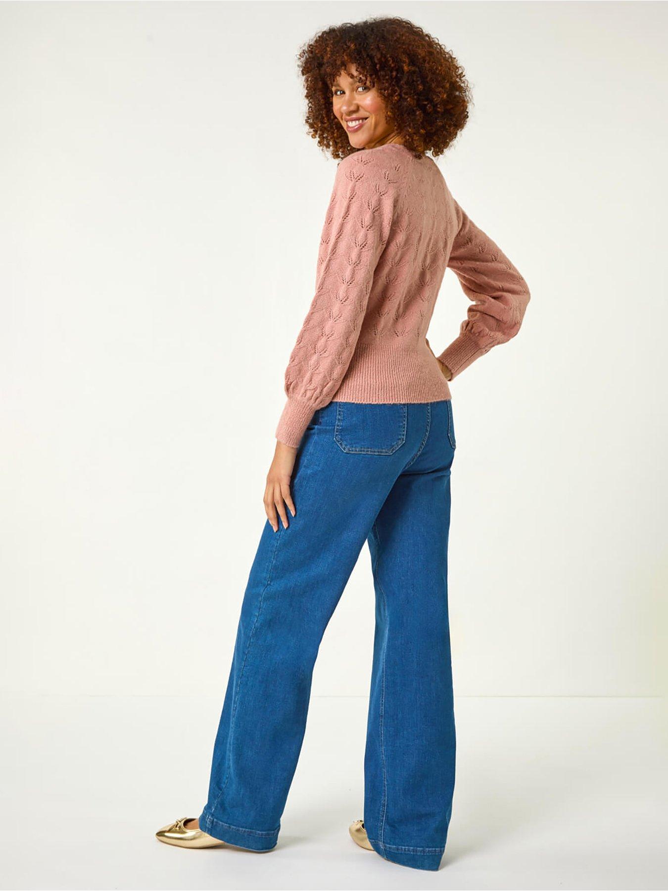 Image 2 of 5 of Roman Pointelle Detail Knit Cardigan - Biscuit