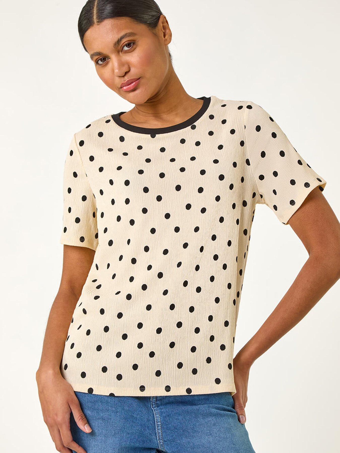 undefined Textured Spot Stretch Top - Ivory