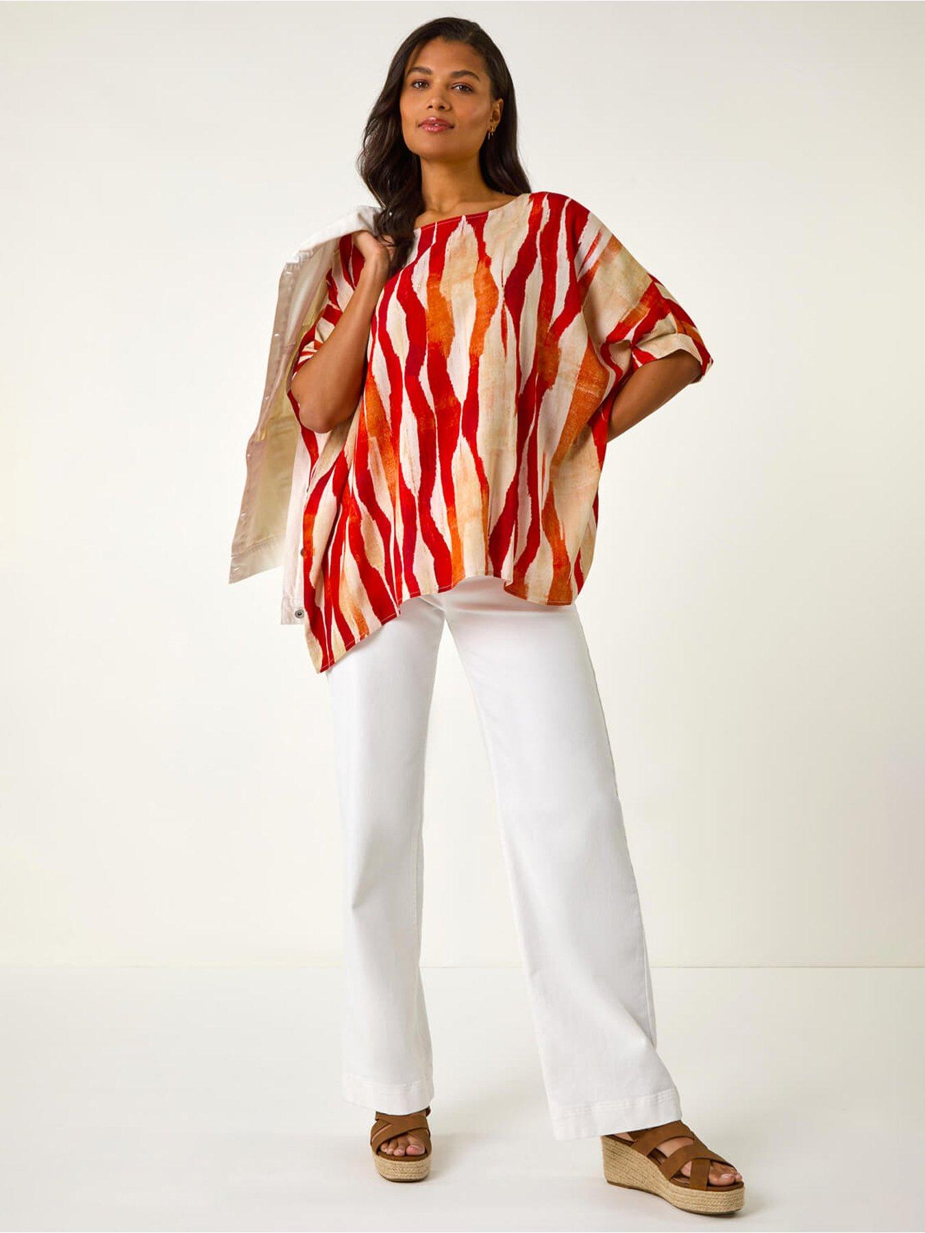  image of roman-abstract-buttoned-top-red