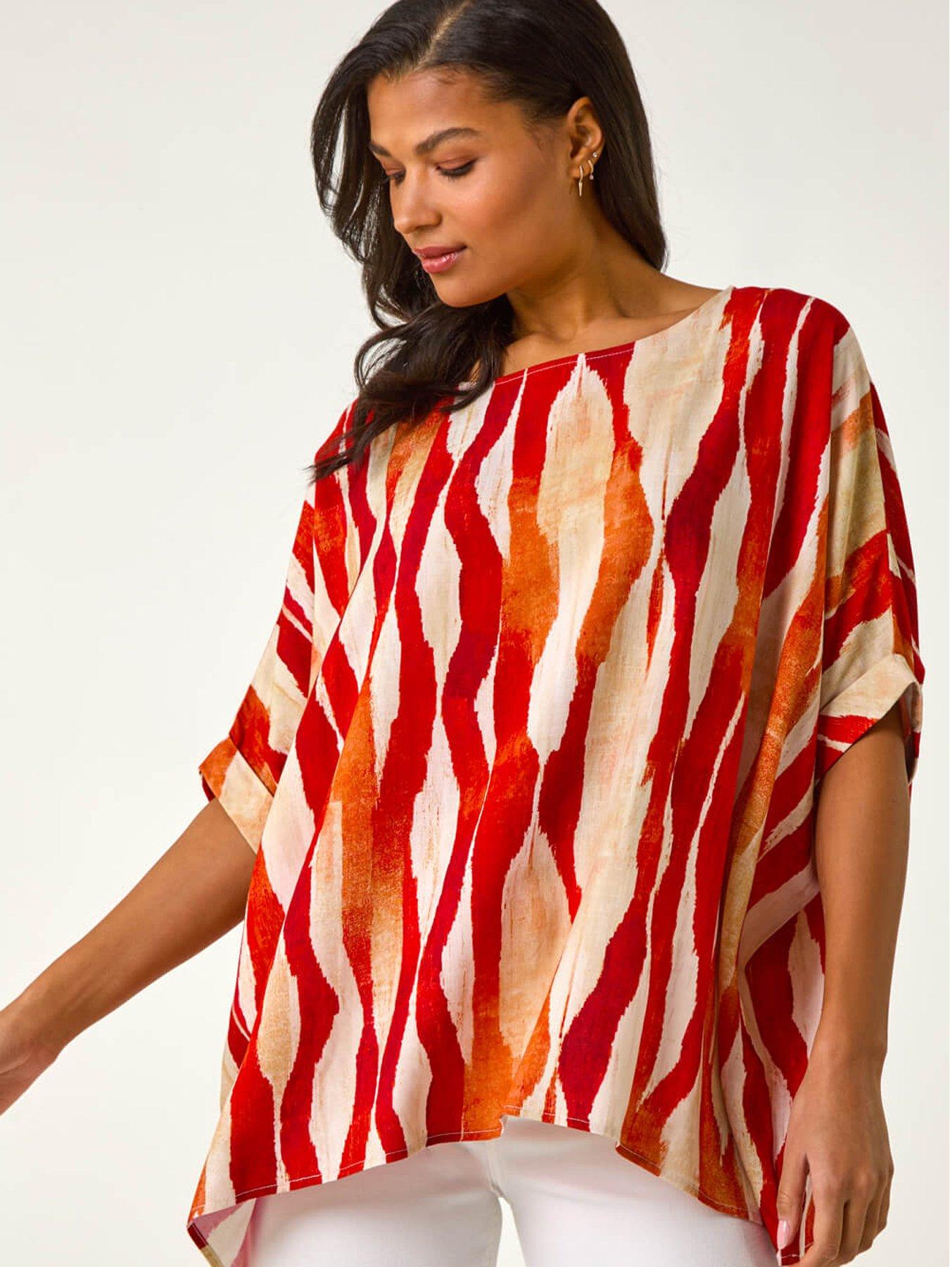  image of roman-abstract-buttoned-top-red
