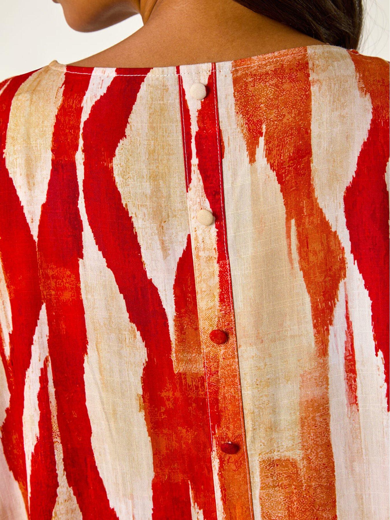  image of roman-abstract-buttoned-top-red