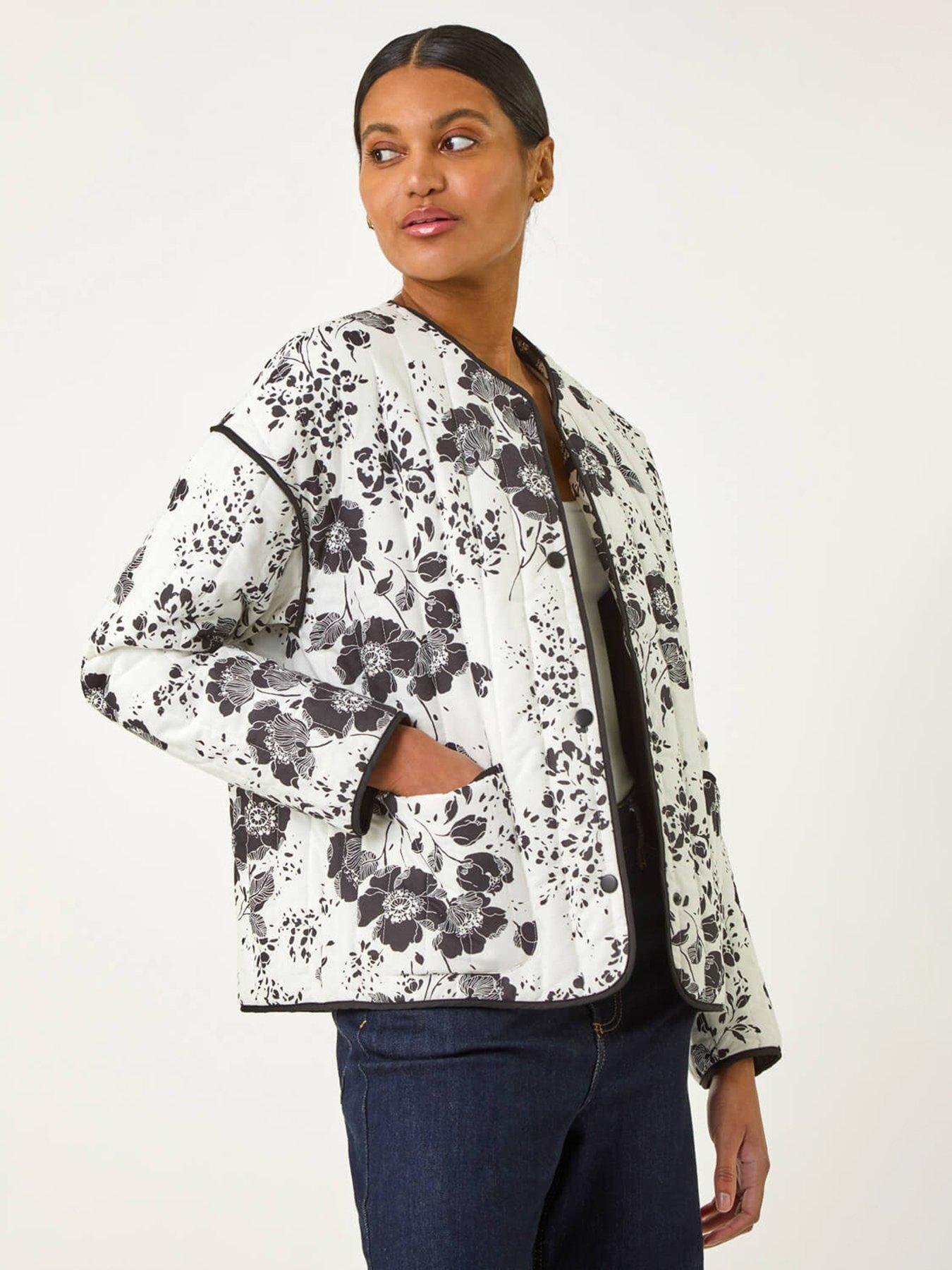 undefined Floral Print Cotton Jacket - Black