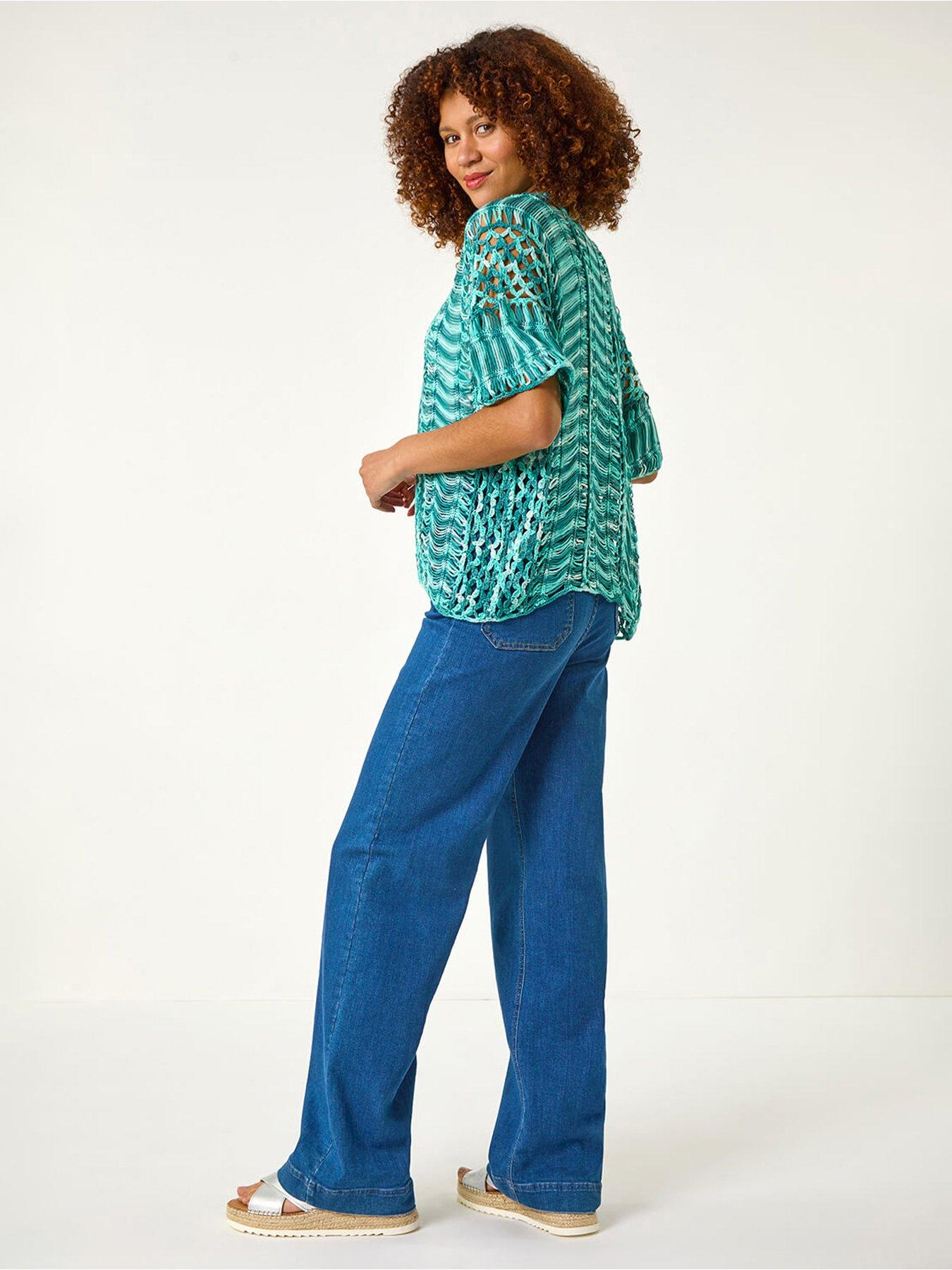 Image 2 of 5 of Roman Space Dye Knit Cardigan - Teal