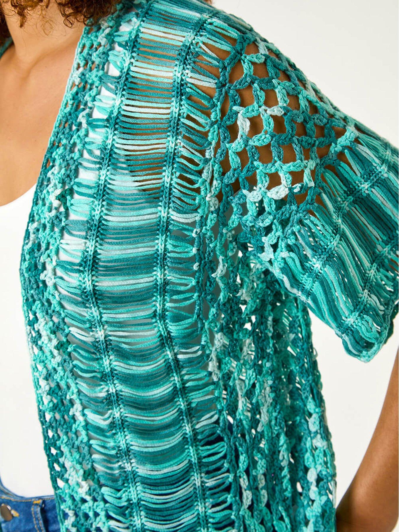 Image 5 of 5 of Roman Space Dye Knit Cardigan - Teal