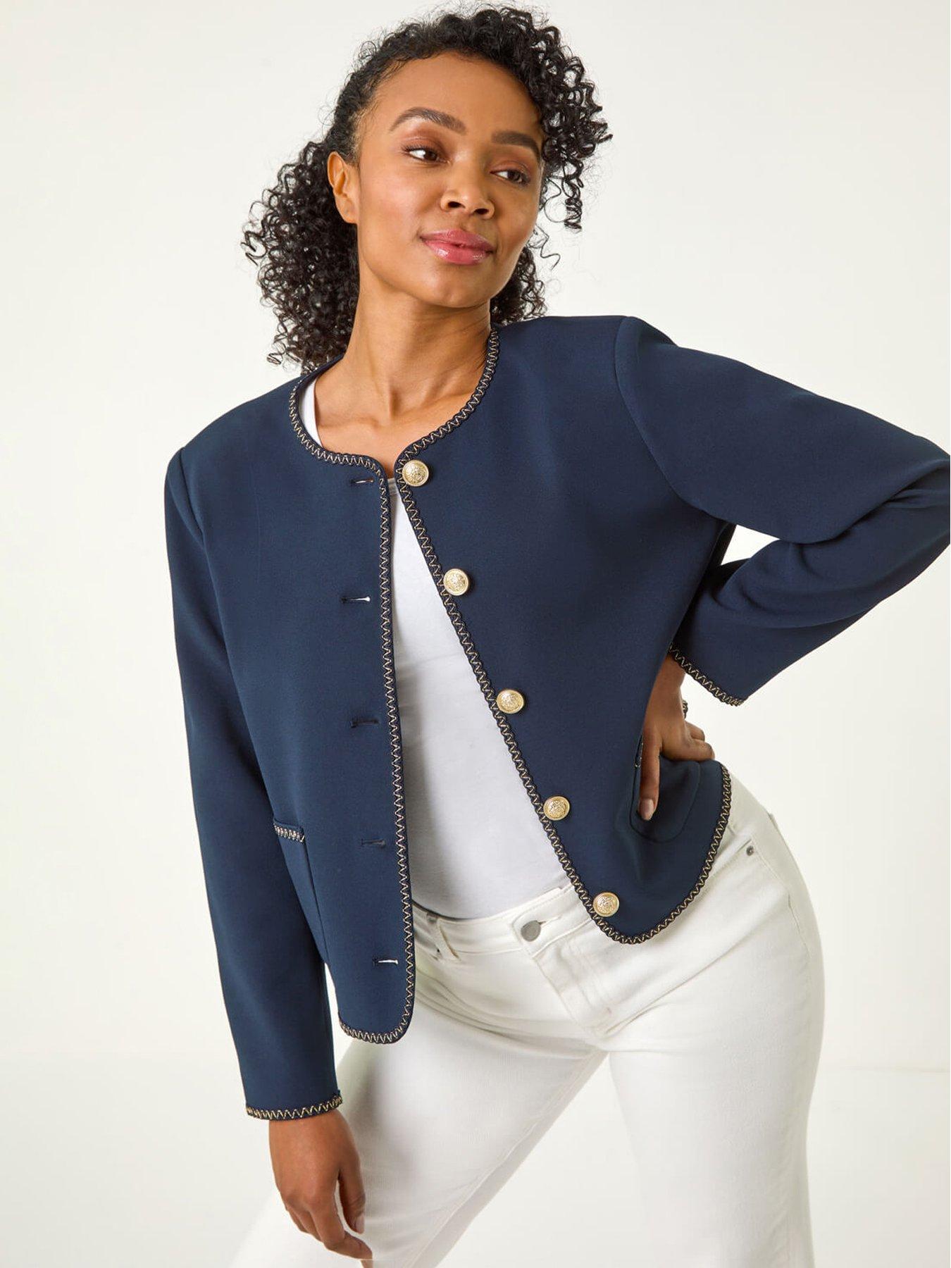 undefined Petite Button Up Jacket - Navy
