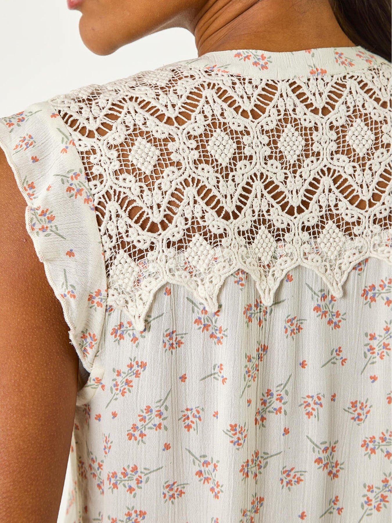  image of roman-lace-yoke-floral-blouse-pink