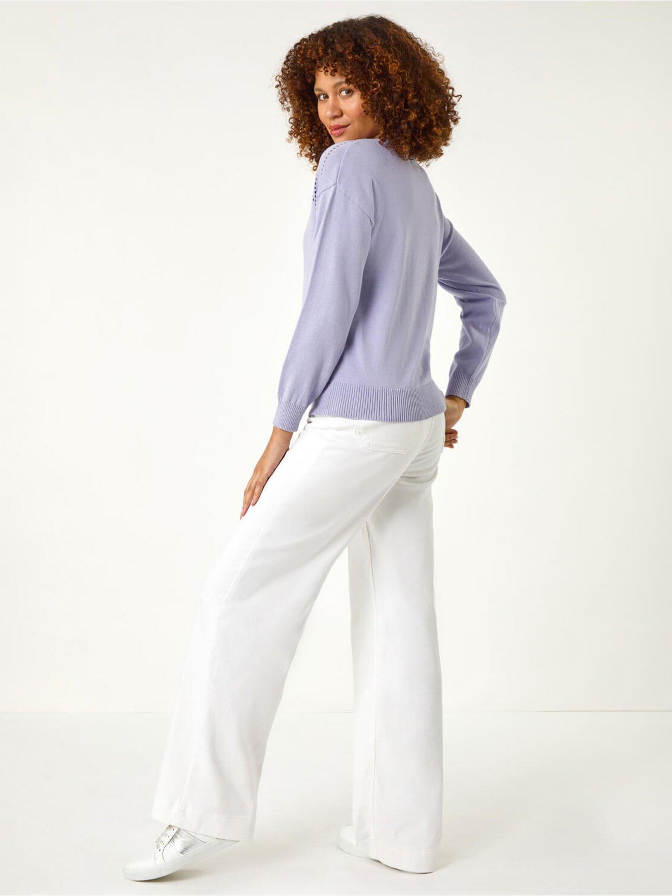 Image 2 of 5 of Roman Border Hotfix V-neck Jumper - Lilac
