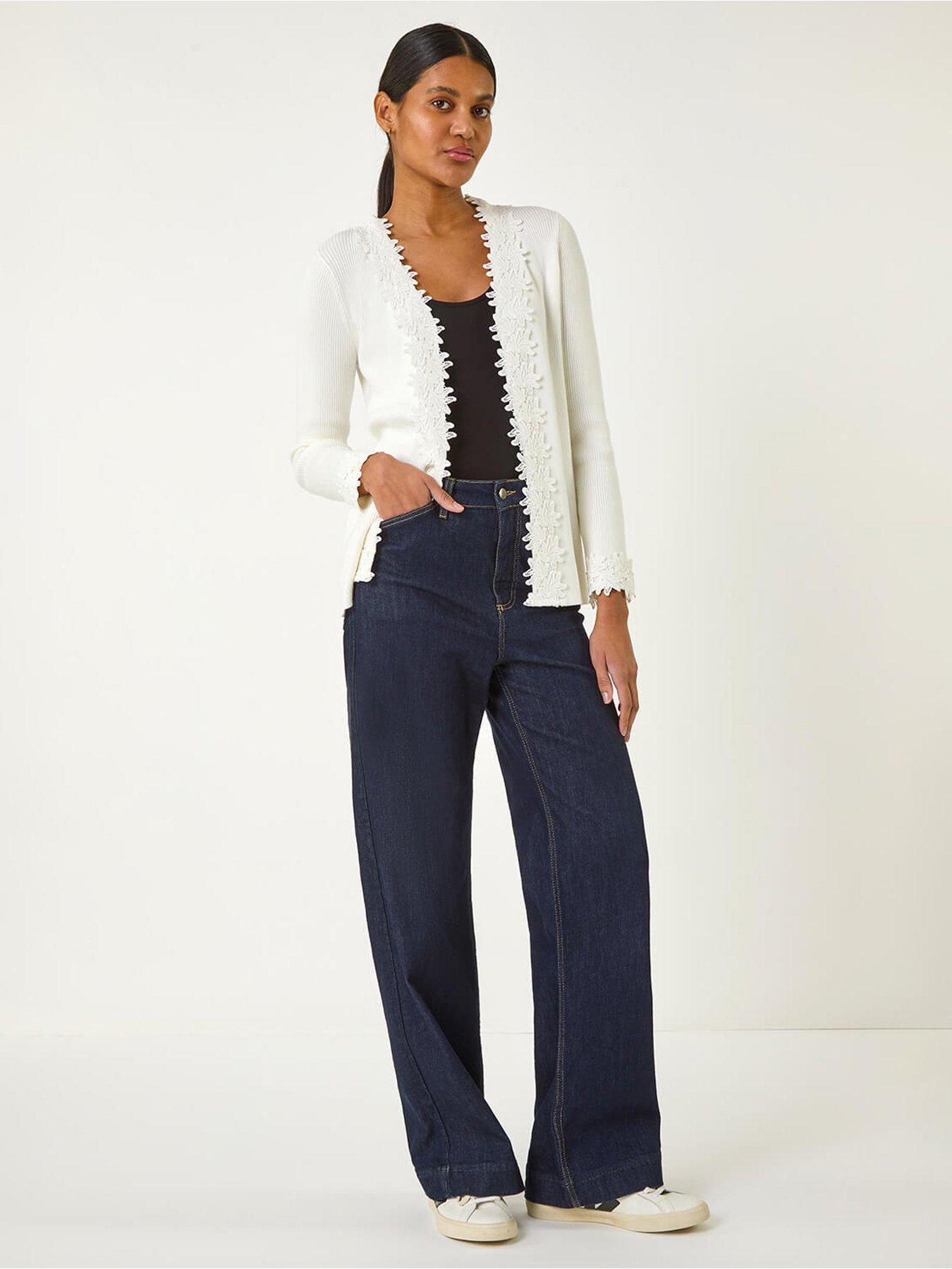  image of roman-lace-trim-knit-cardigan-ivory