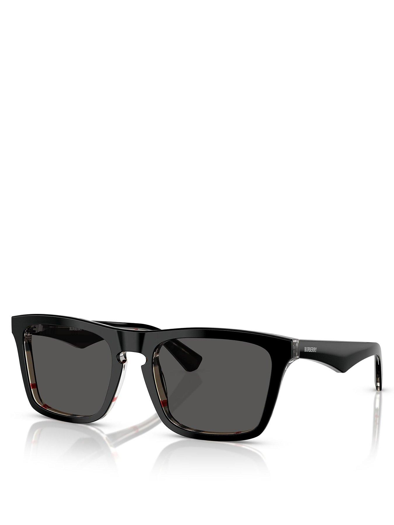 front image of burberry-0be4434-square-sunglasses-black