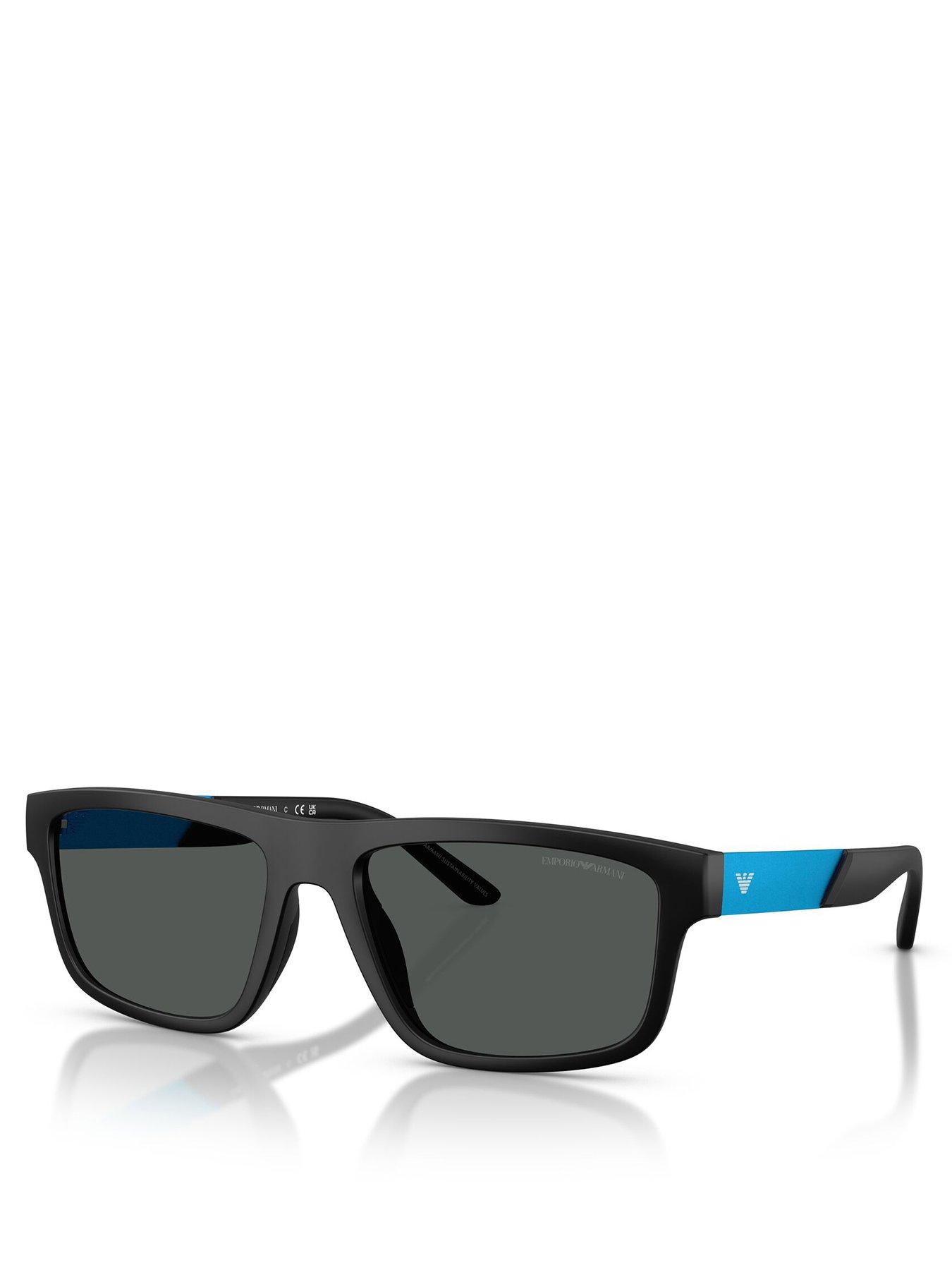 undefined 0Ea4244U Square Sunglasses- Black/Blue