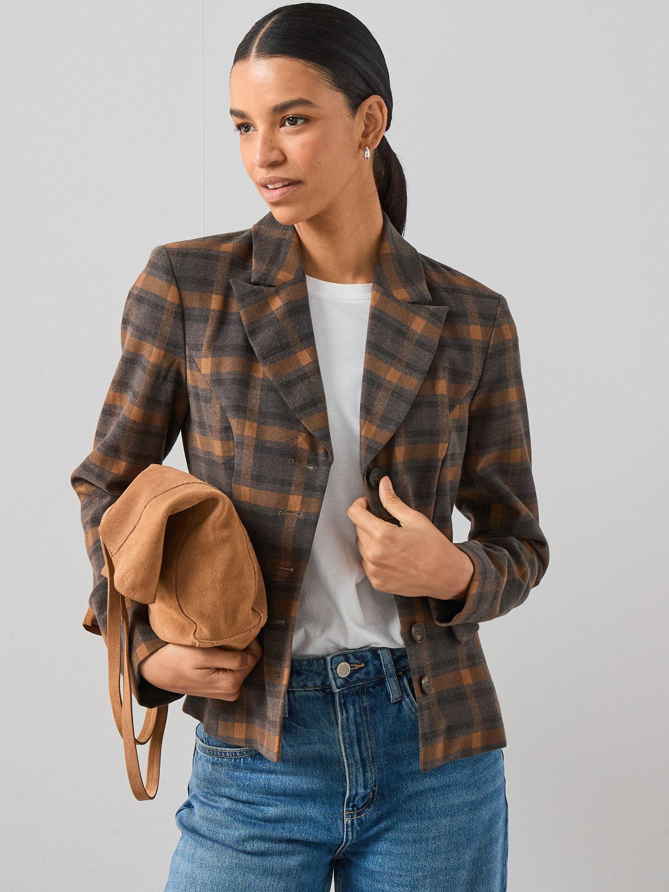 V by Very Large Scale Check Fitted Jacket - Multi