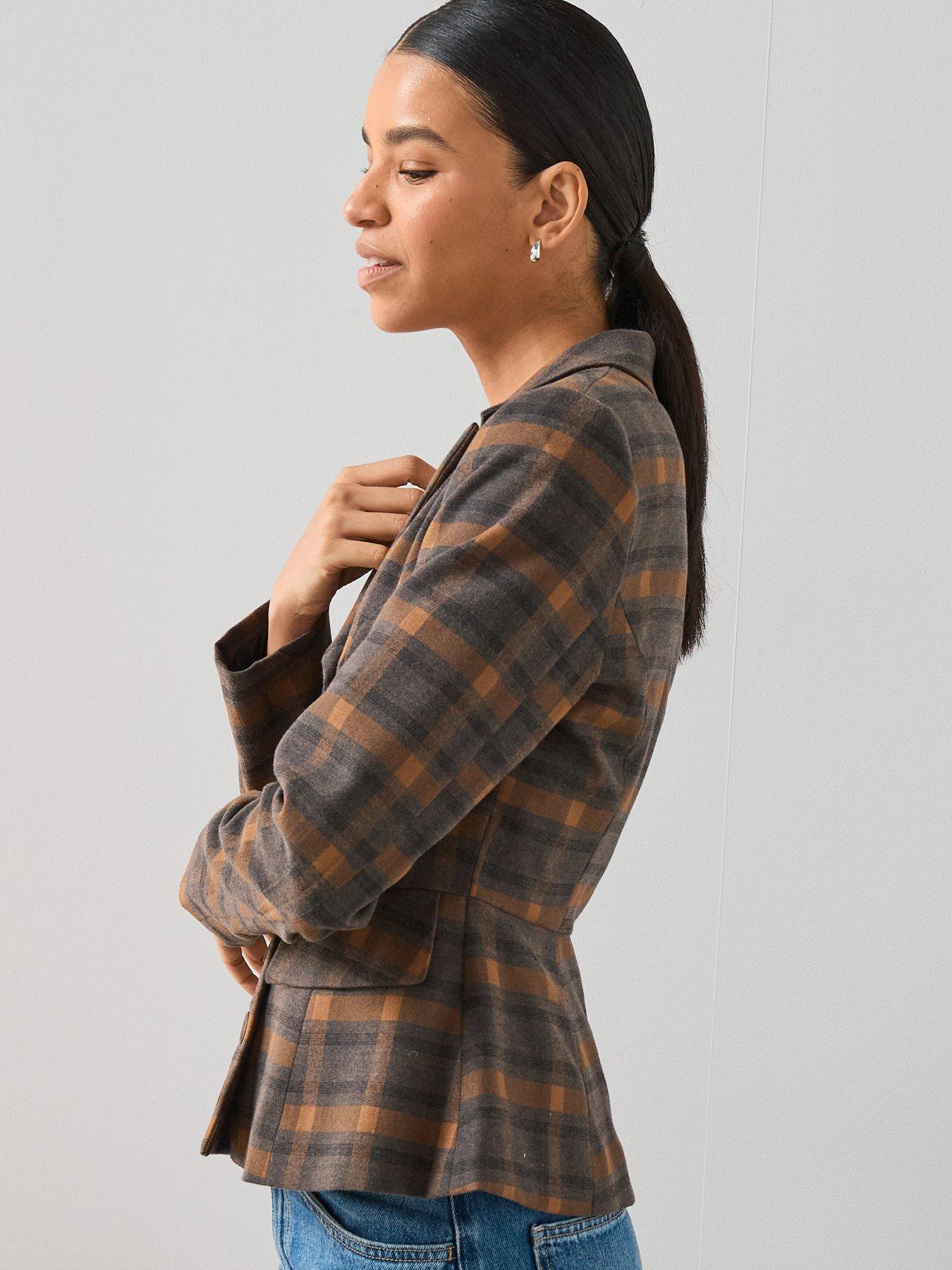 Image 5 of 6 of V by Very Large Scale Check Fitted Jacket - Multi