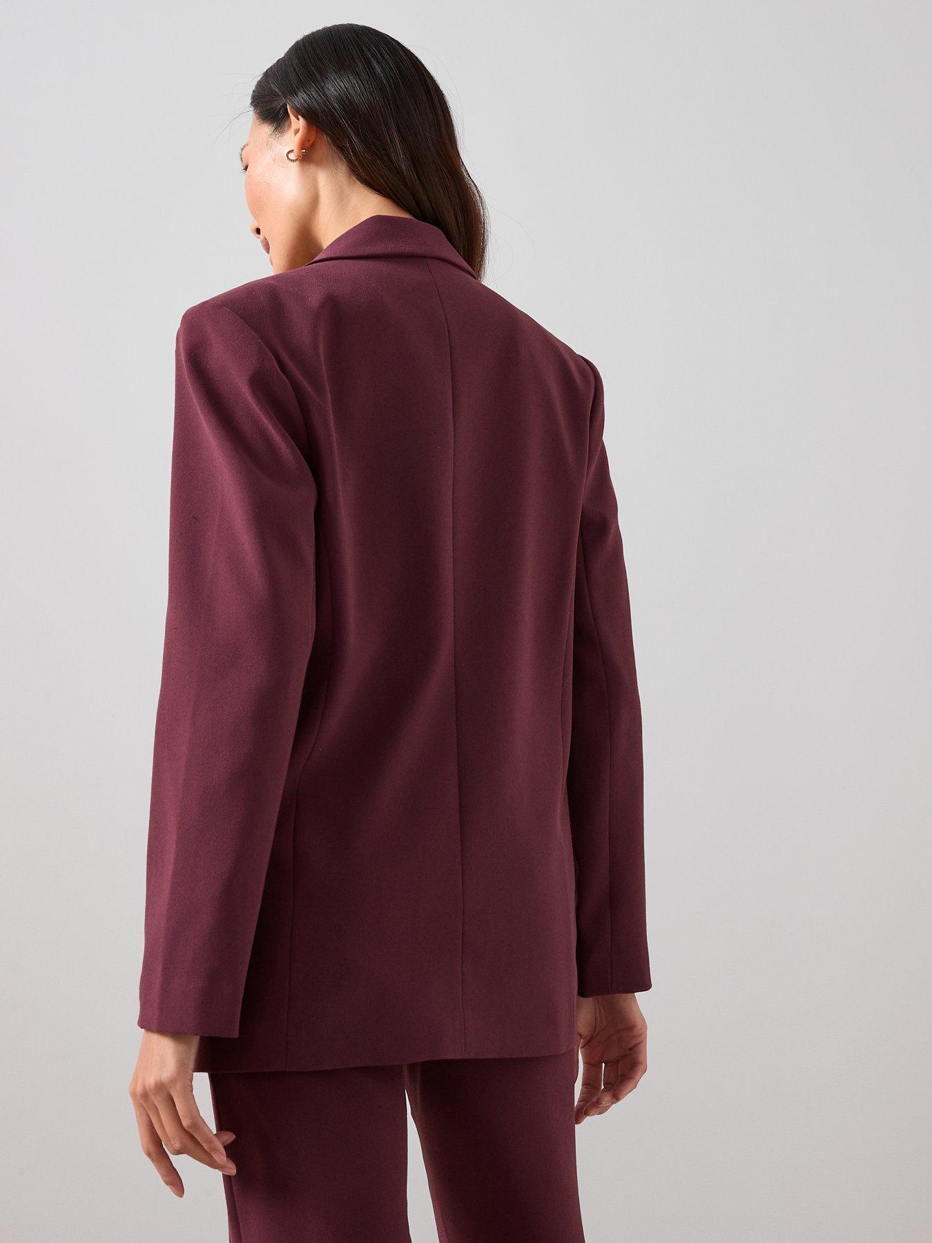 stillFront image of the-very-collection-scarf-tie-blazer-burgundy