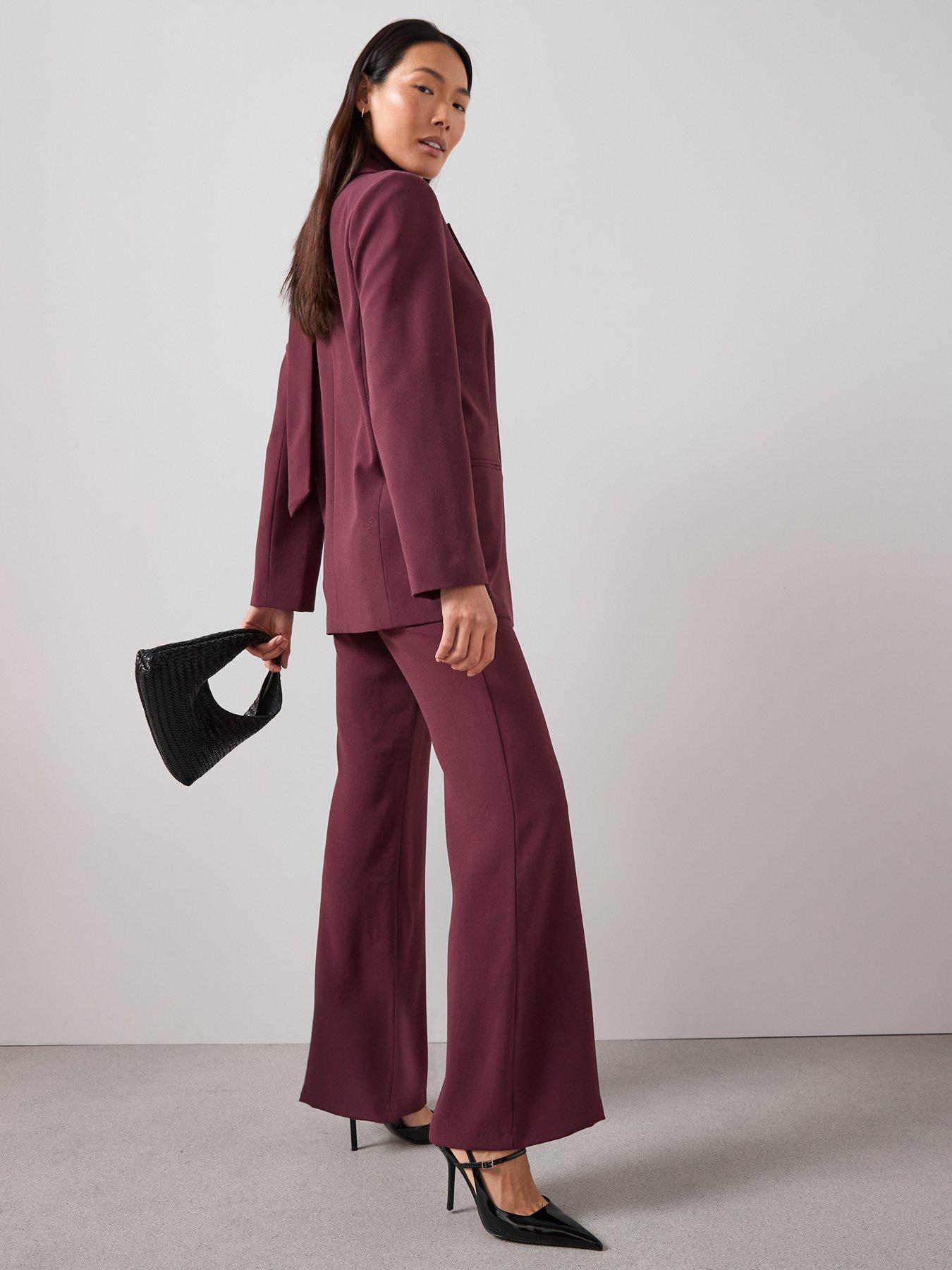  image of the-very-collection-scarf-tie-blazer-burgundy