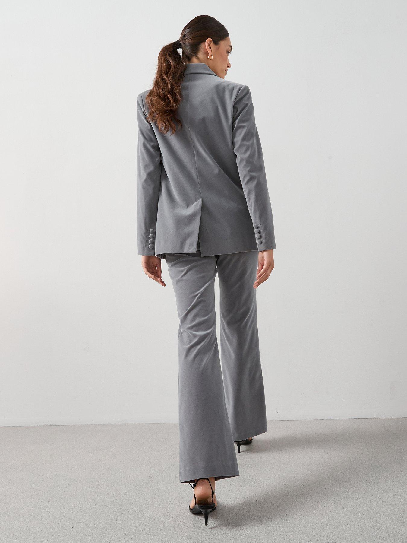 Image 2 of 6 of The Very Collection Relaxed Velvet Suit Jacket - Grey