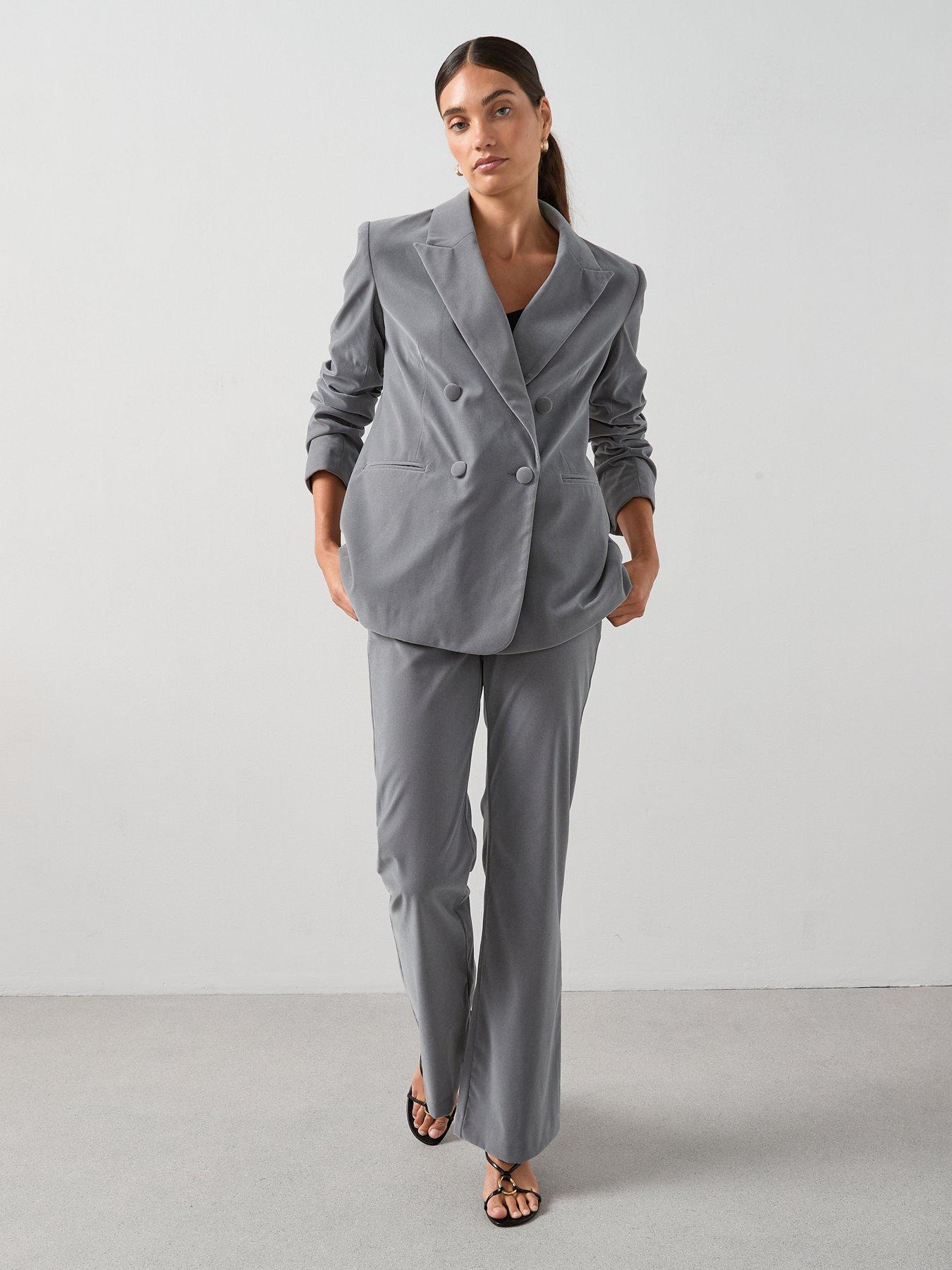 Image 3 of 6 of The Very Collection Relaxed Velvet Suit Jacket - Grey