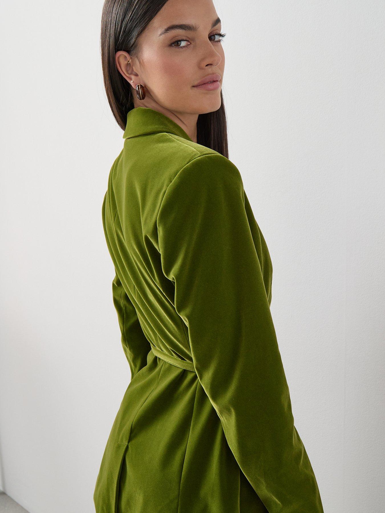 Image 4 of 7 of The Very Collection Sculpted Velvet Blazer - Green