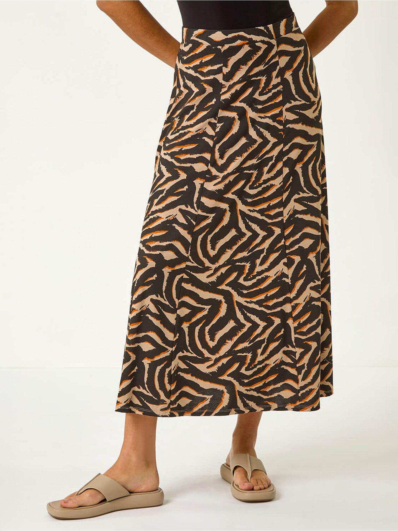 undefined Abstract Animal Print A-line Skirt