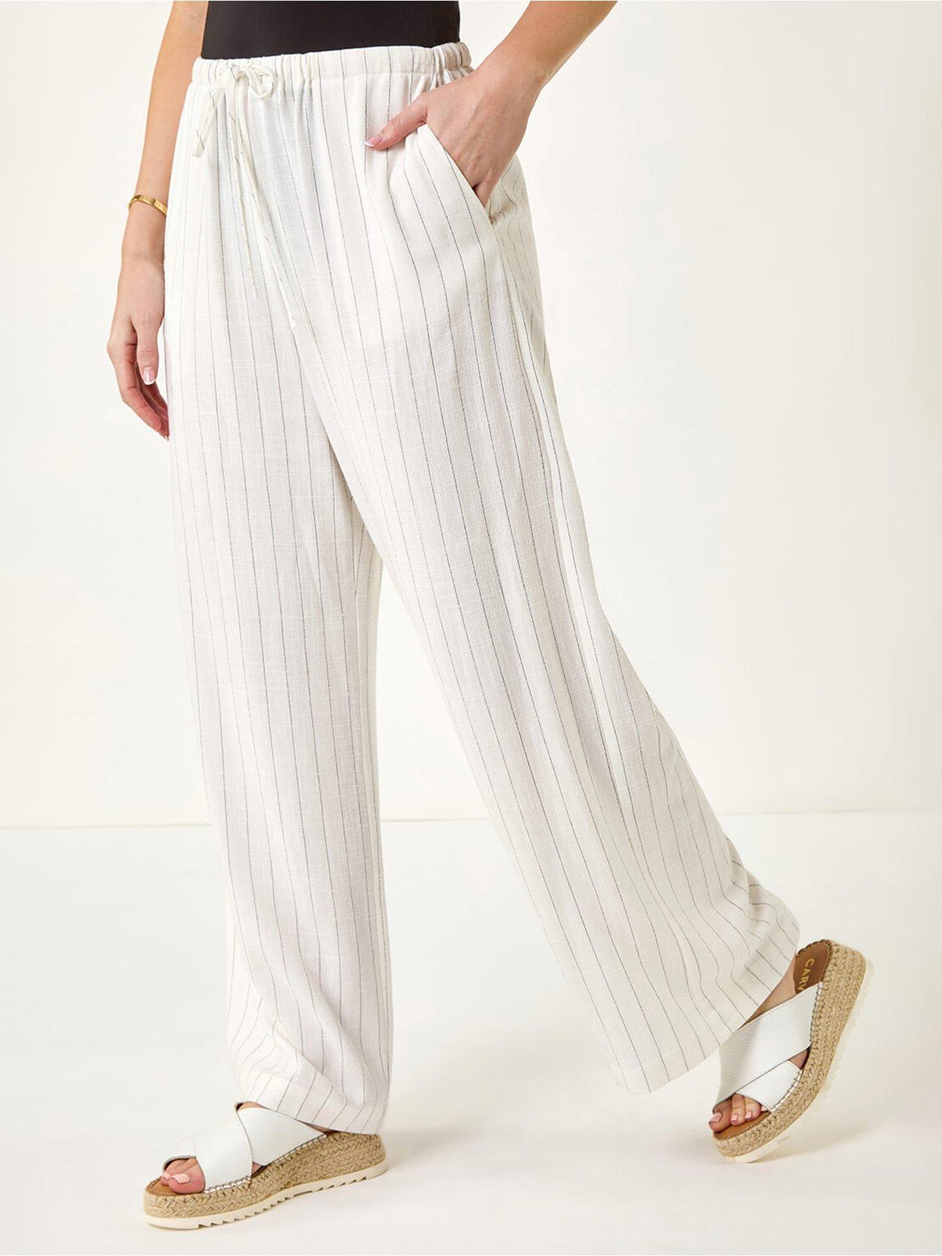 undefined Petite Linen Elastic Waist Trouser